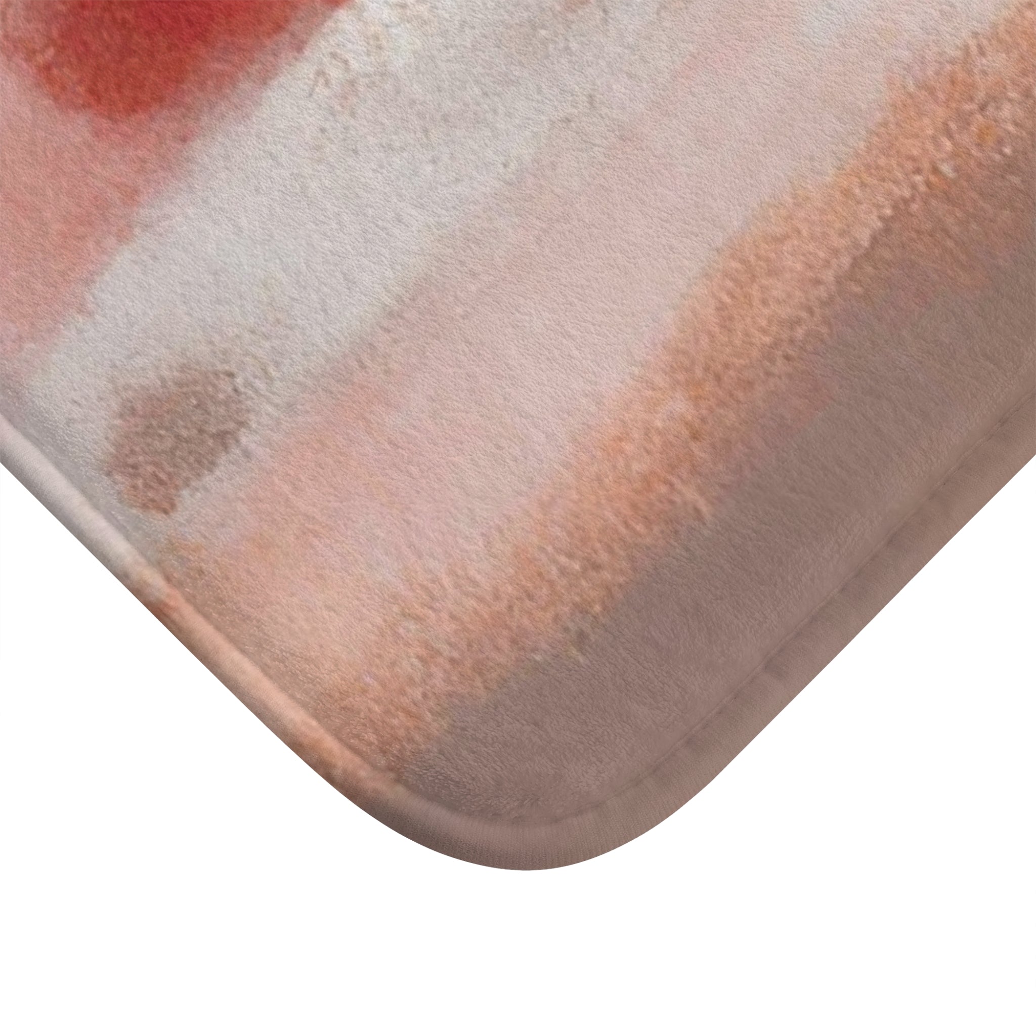 Boho Abstract Bath Mat | Red Pink, Taupe White Line Art Kitchen Mat