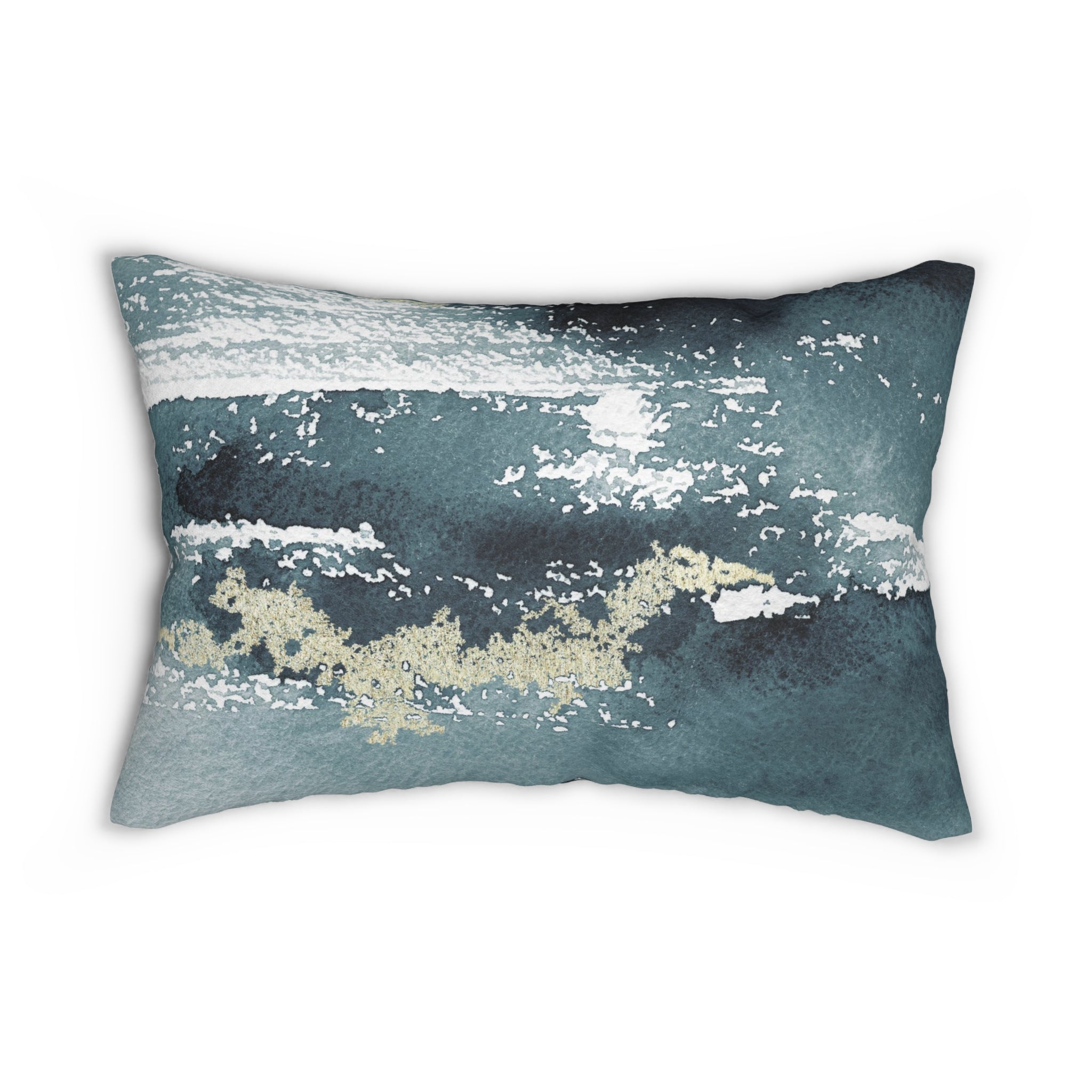 Abstract Lumbar Pillow | Navy Blue White Watercolor Ombre