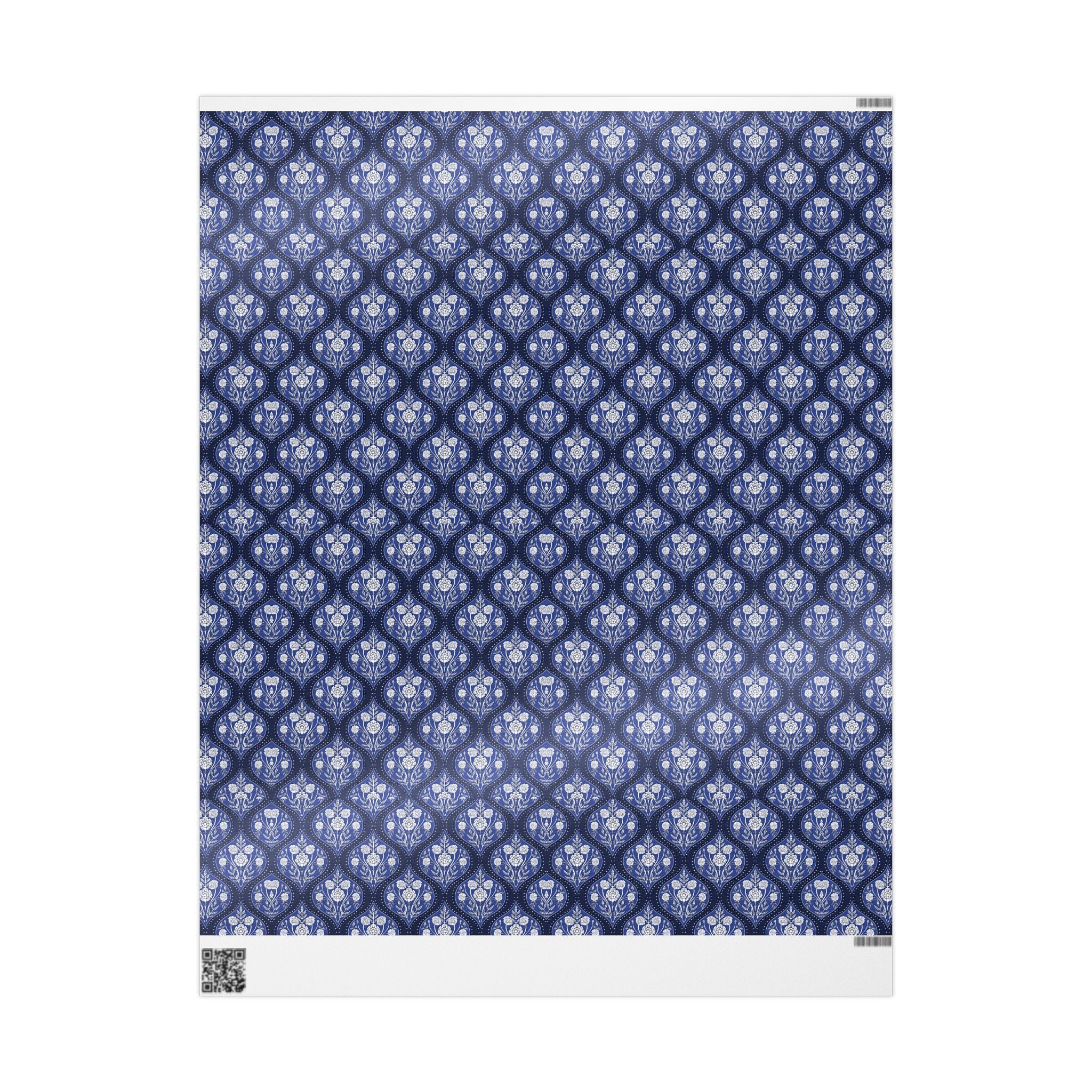 Elegant Wrapping Paper | Vintage Blue White Floral Gift Wrap for the Holidays, Birthdays