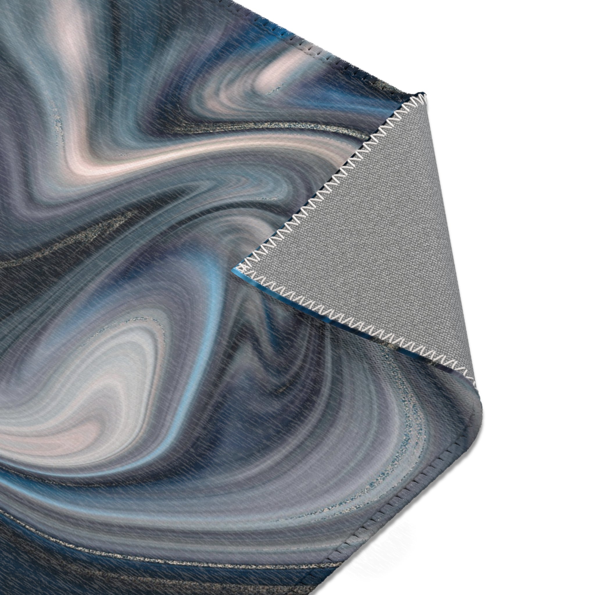 Abstract Area Rug | Navy Blue Grey Beige Marble