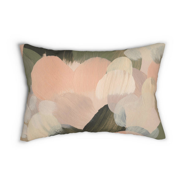 Abstract Lumbar Pillow | Blush, Beige Dark Olive Green