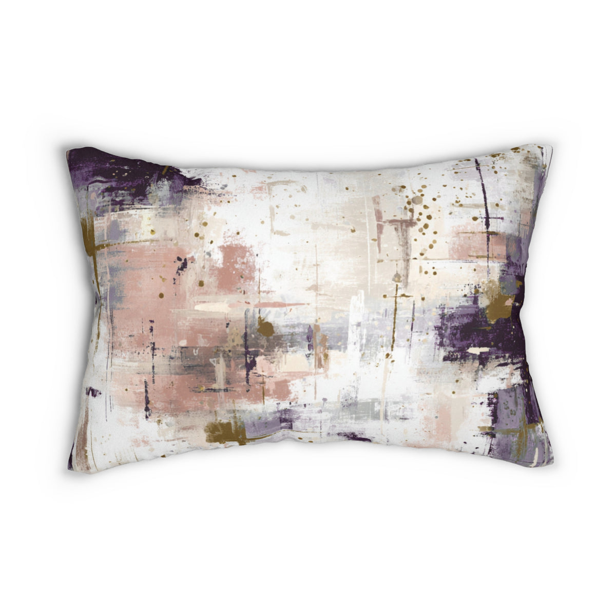 Plum Blush Brushstroke Abstract Lumbar Pillow 14x20, Modern Accent Pillow