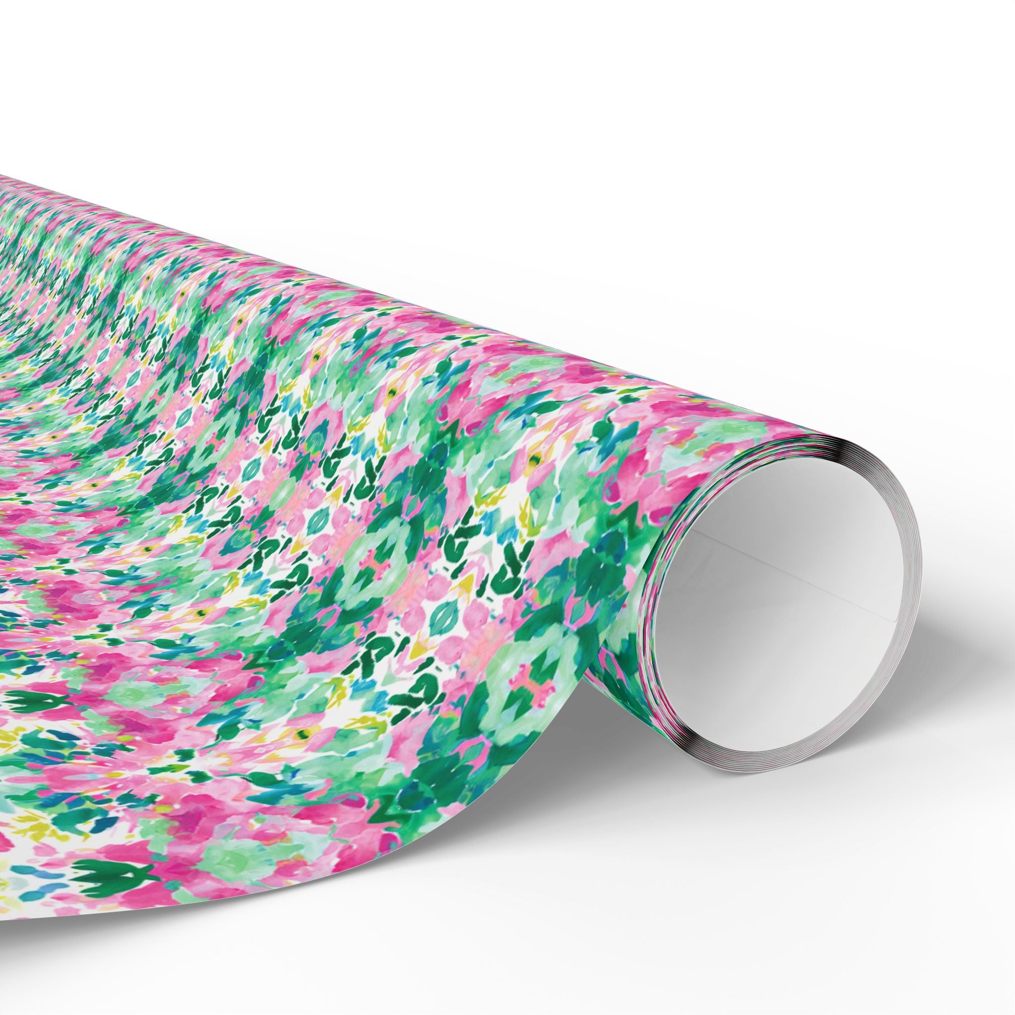 Abstract Wrapping Paper, Green Pink Gift Wrapping for the Holidays, Birthdays