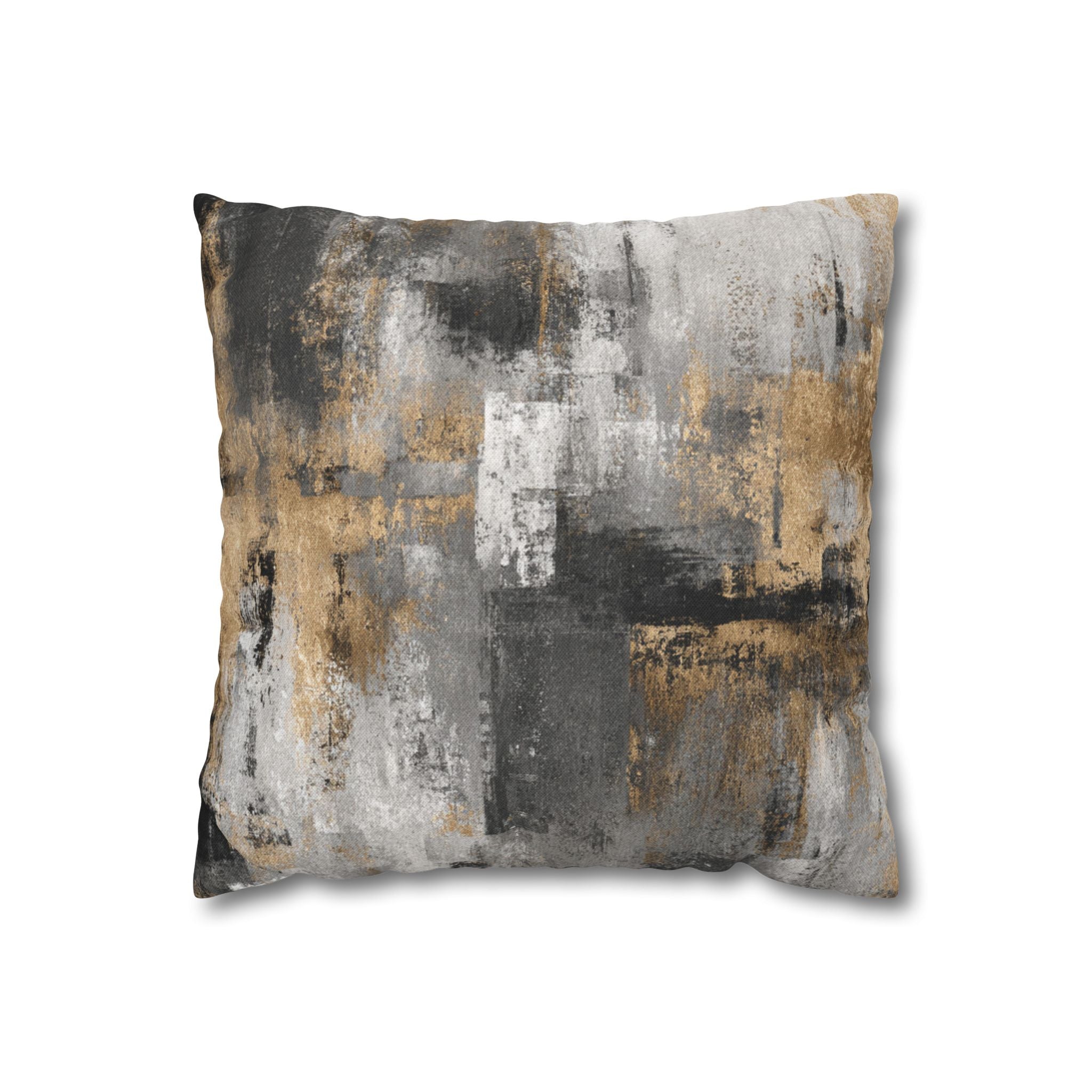 Abstract Throw Pillow Cover | Dark Grey, Beige