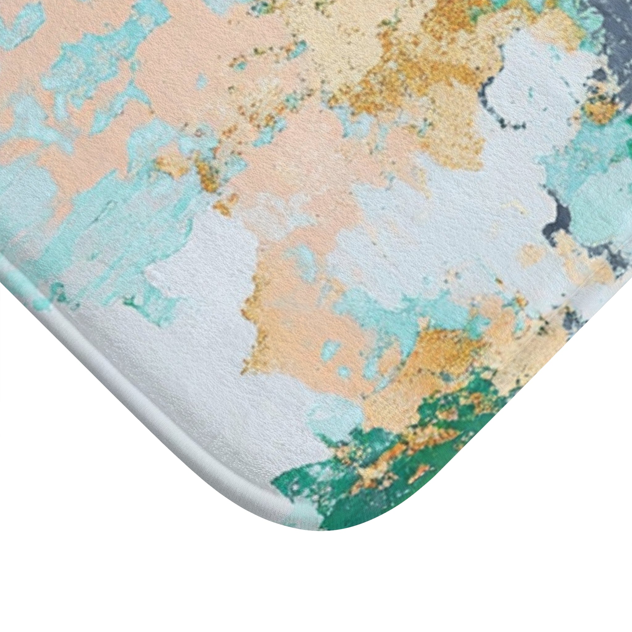 Abstract Bath Mat | Kitchen Mat, Aesthetic Mirrored Art, Blue, Blush, Green