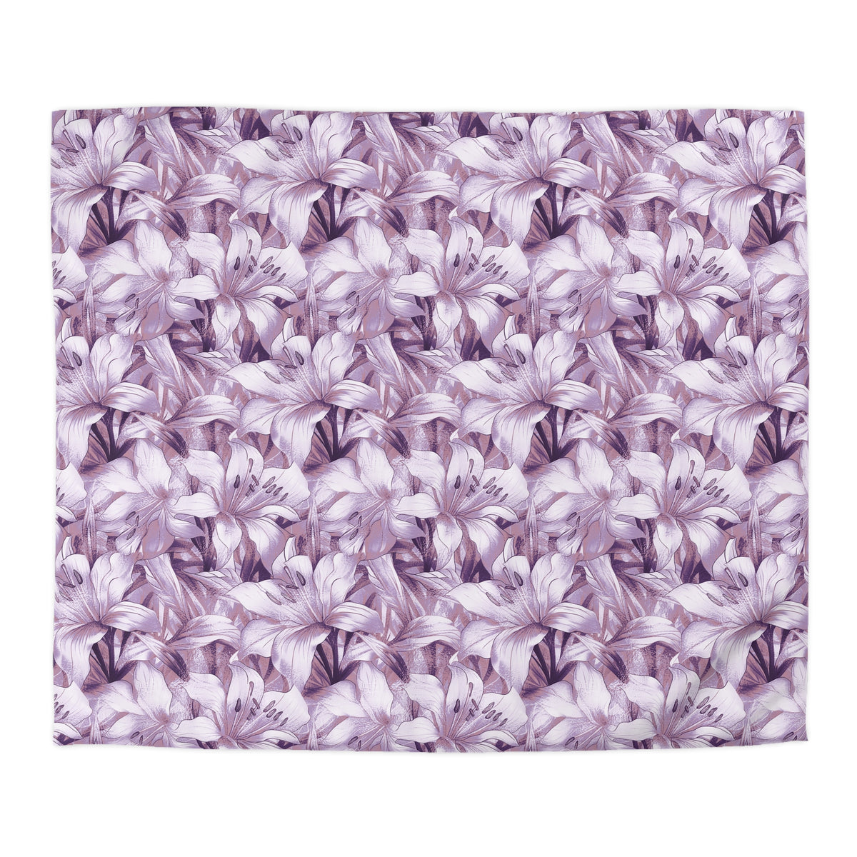 a repeating pattern of purple flowers on a white background.