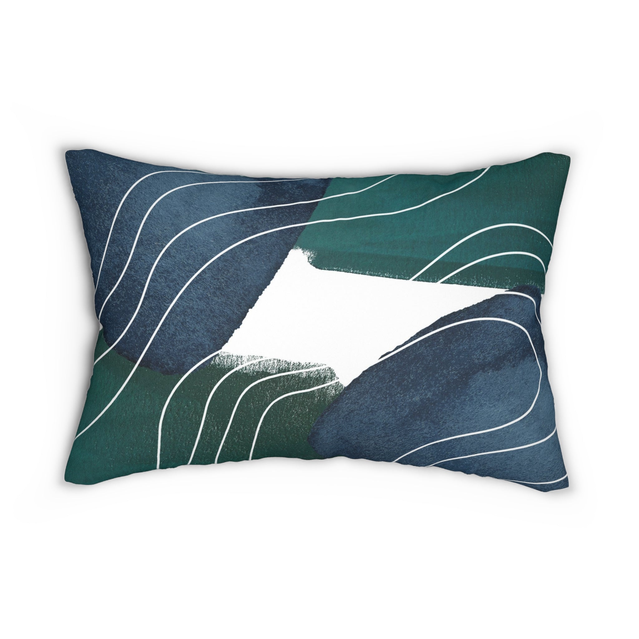 Abstract Lumbar Pillow | Navy Blue, Hunter Green White