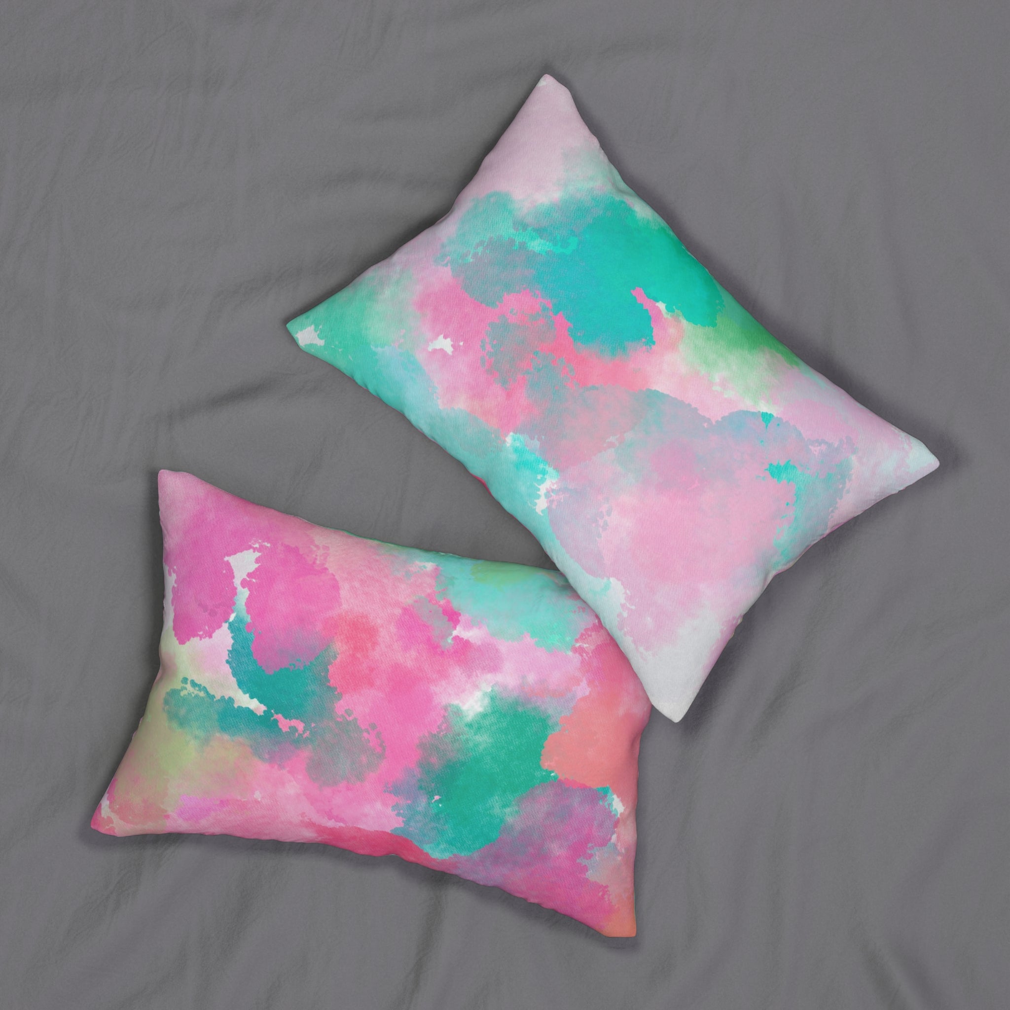 Colorful Paint Lumbar Pillow | Teal Turquoise Pink