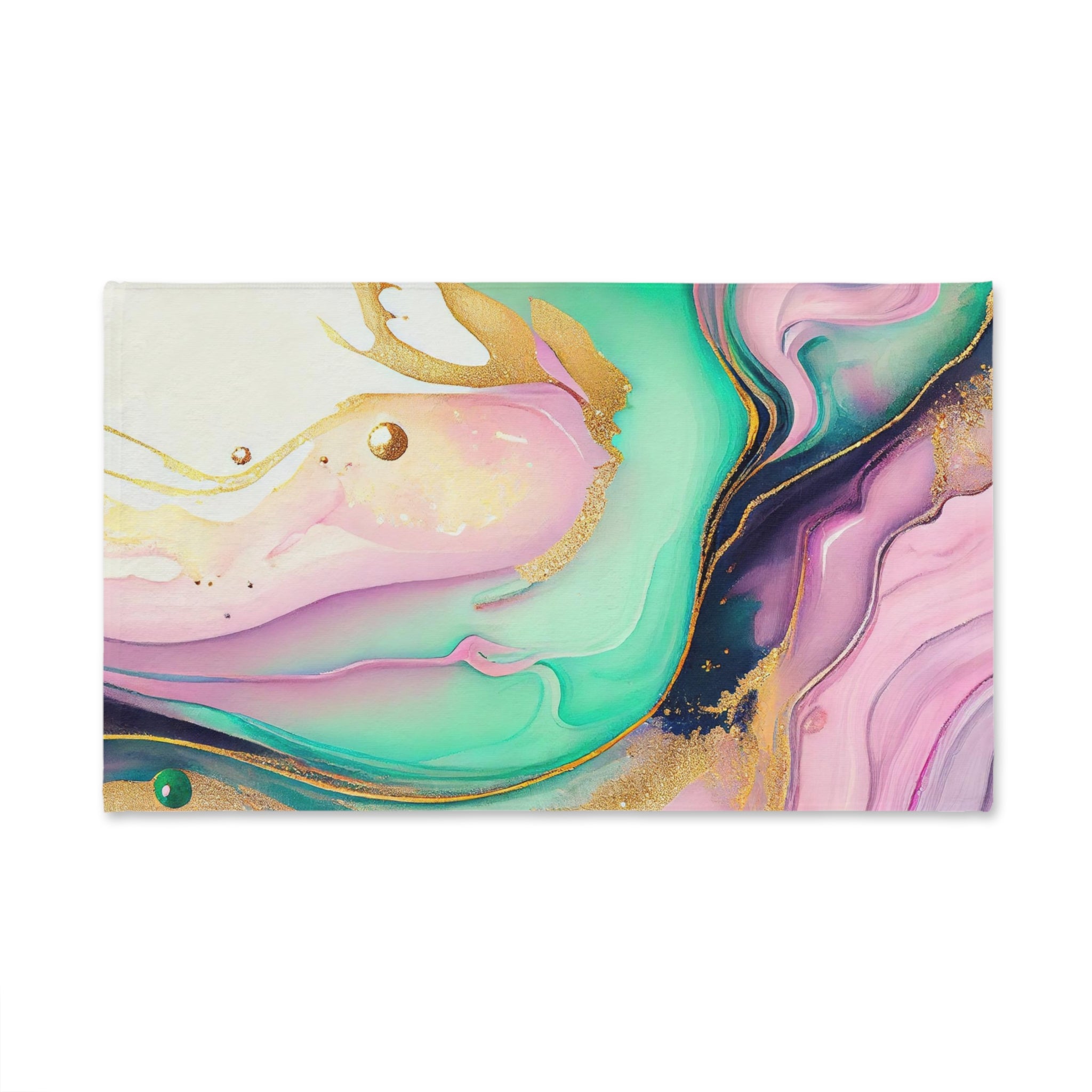 Abstract Kitchen, Bath Hand Towel | Lavender Purple, Green Gold, Pink