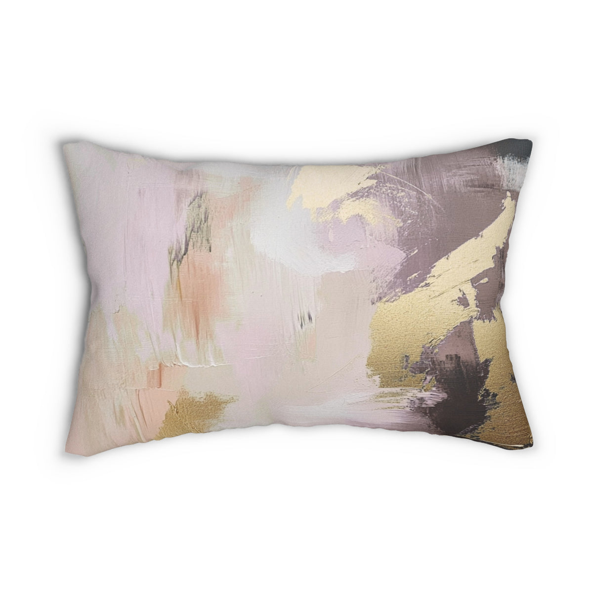 Blush Lilac and Plum Brushstroke Abstract Lumbar Pillow