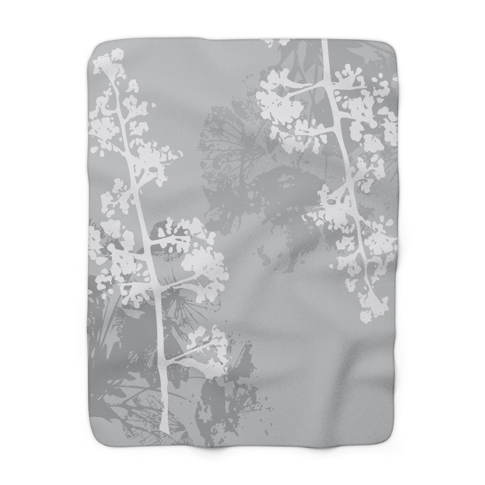 Abstract Throw Blanket | Grey White Floral Minimalist Art