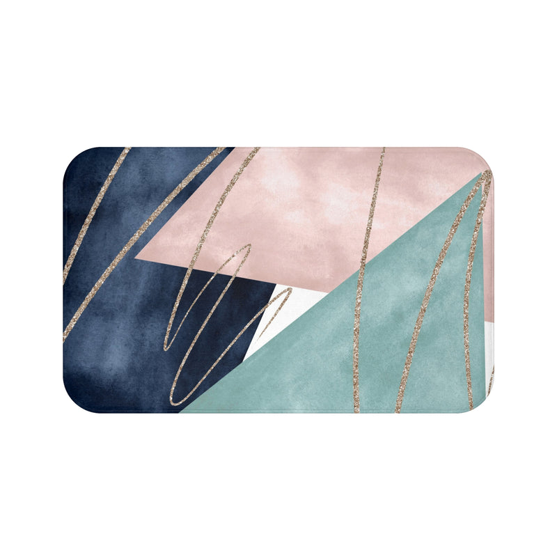 Abstract Bath Mat | Navy Teal Blue, Blush Pink