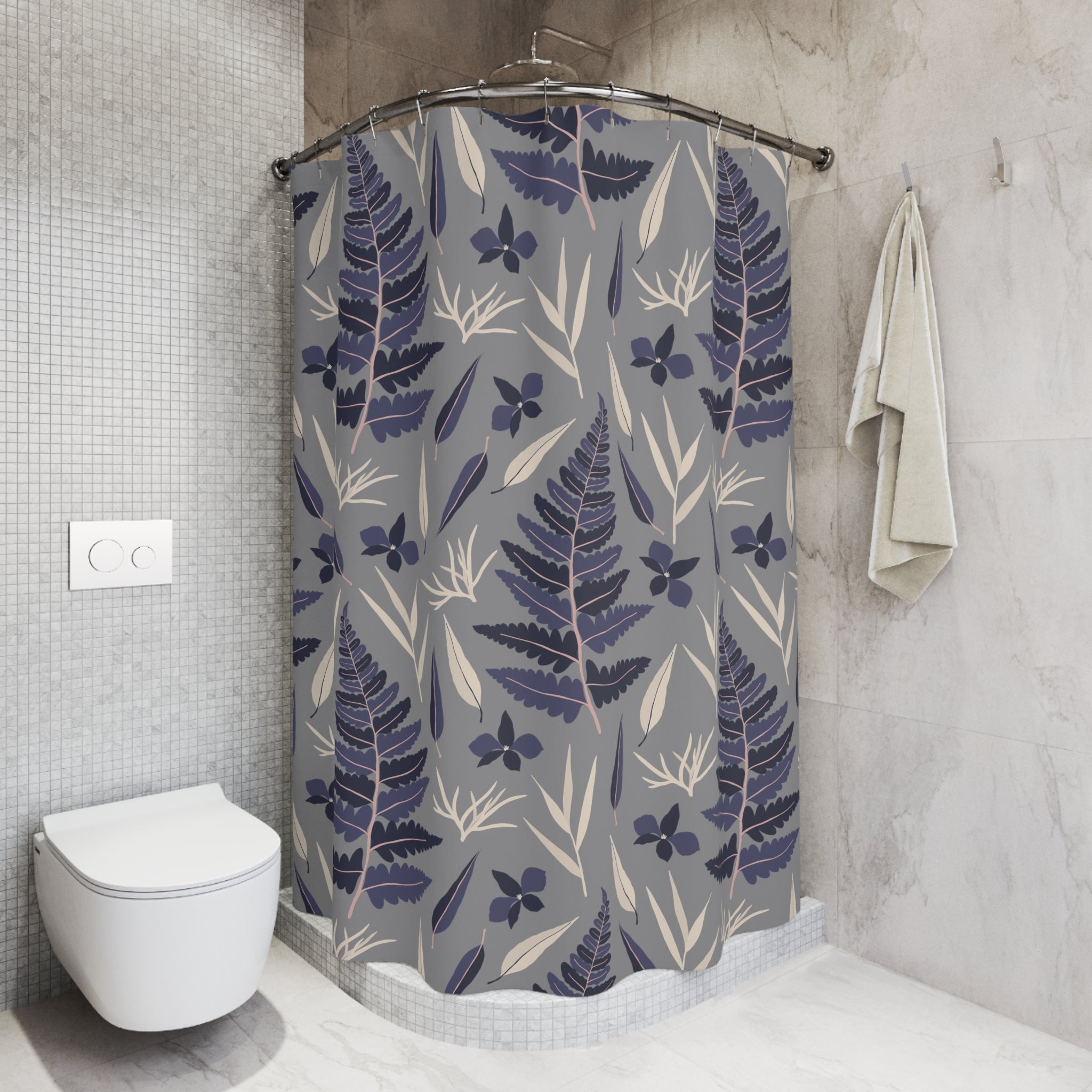 Boho Shower Curtain | Winter Scandinavian Leaves