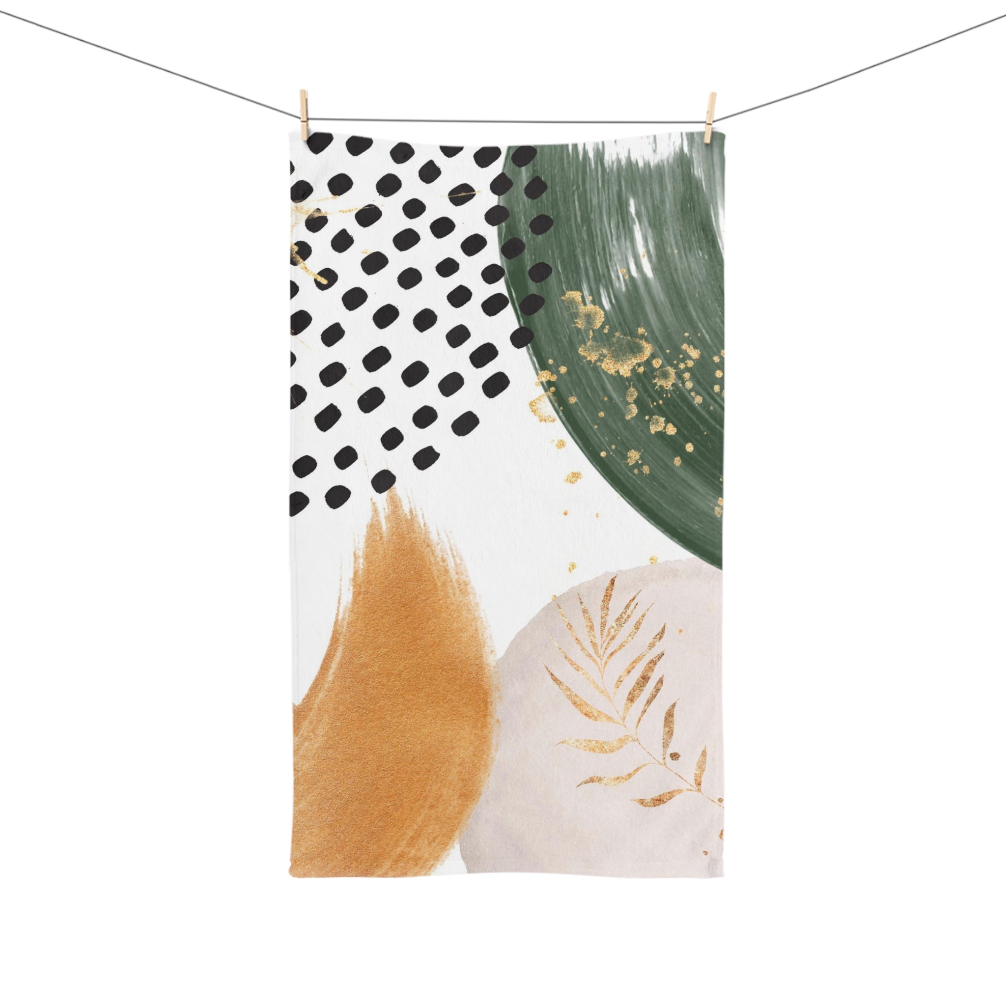 Abstract Kitchen, Bath Hand Towel | Burnt Orange, Blush Beige Green, Black