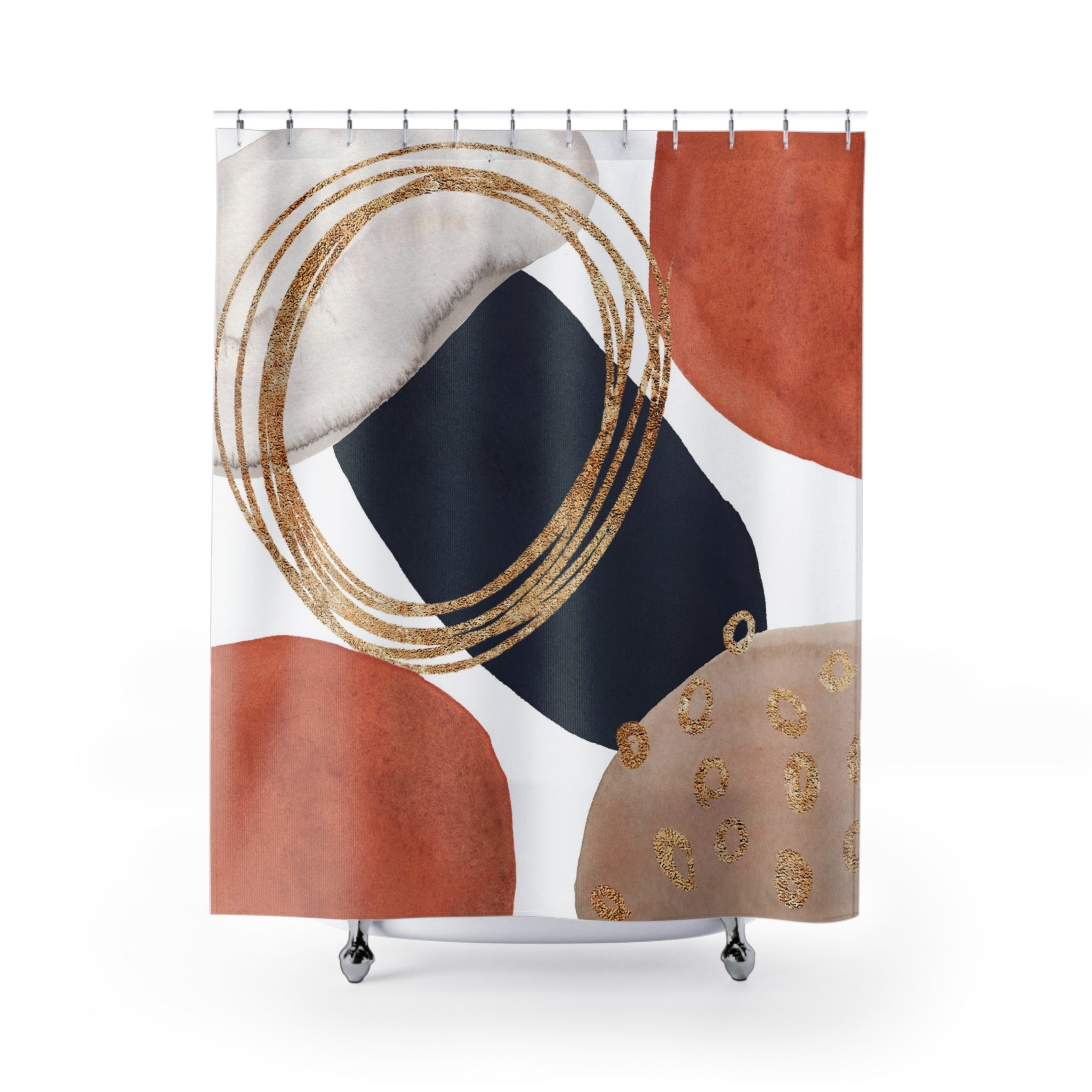 modern boho fabric shower curtain