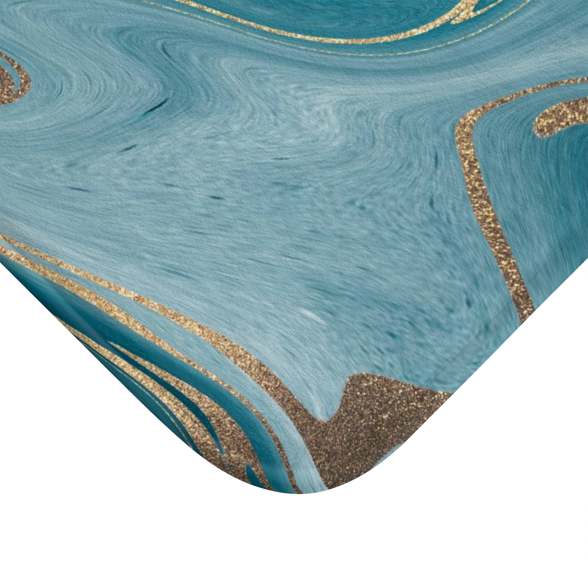 Marble Abstract Bath Mat | Teal Blue Kitchen Mat