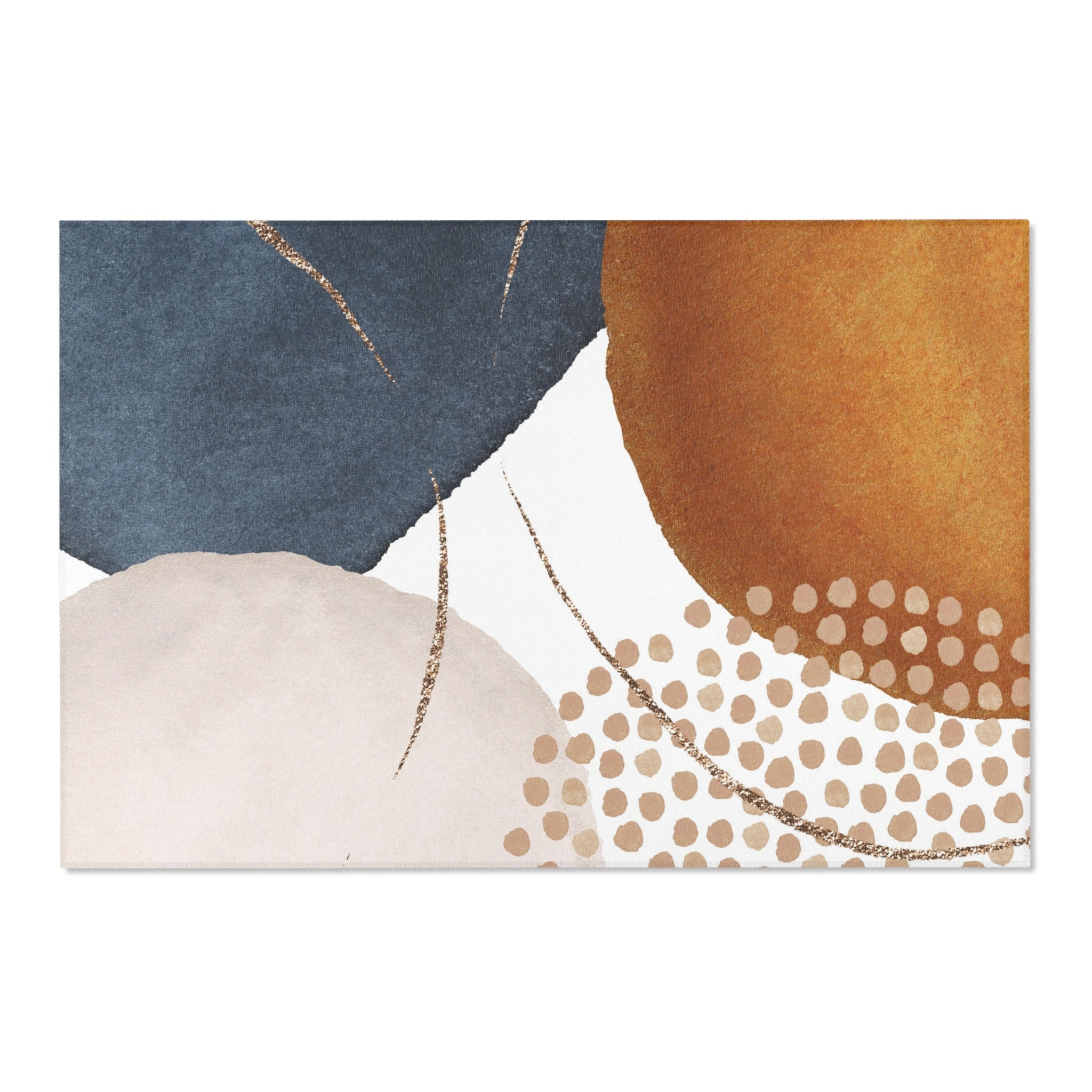 Abstract Area Rug | Watercolor Blue Burnt Orange, Beige