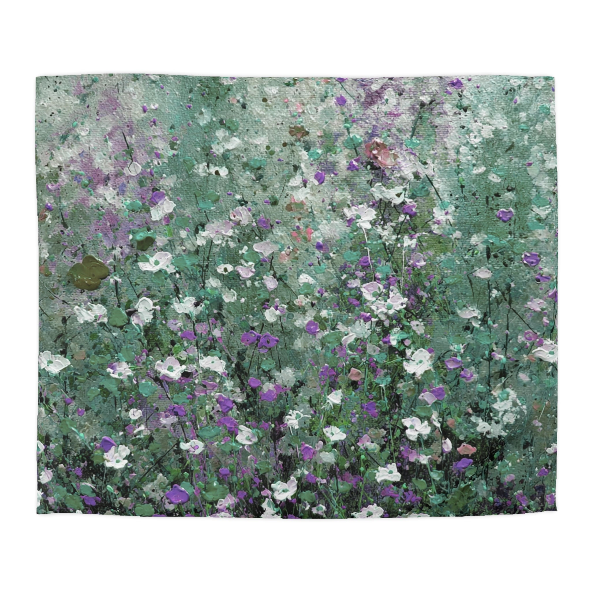 Floral Duvet, Pillow Cover | Green Purple Bedroom Decor