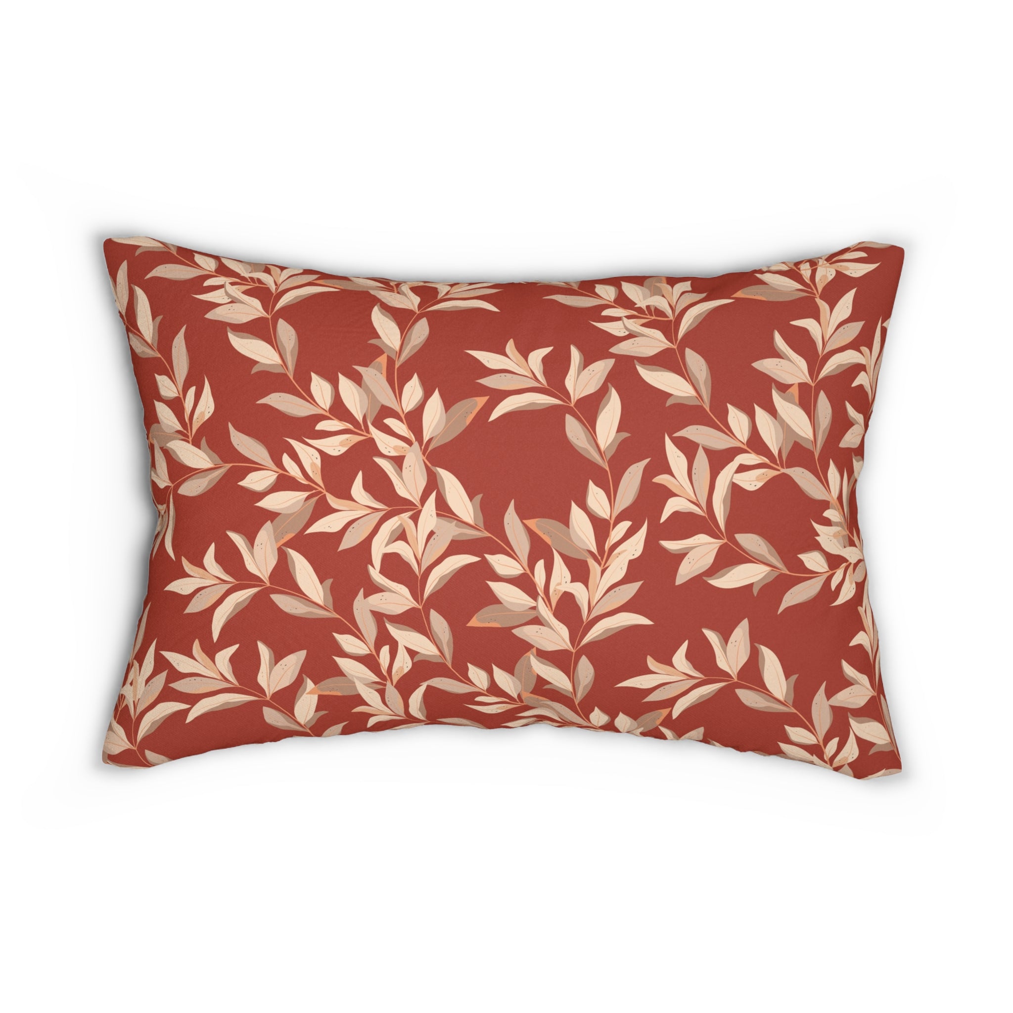 Floral Lumbar Pillow | Red Beige Leaves