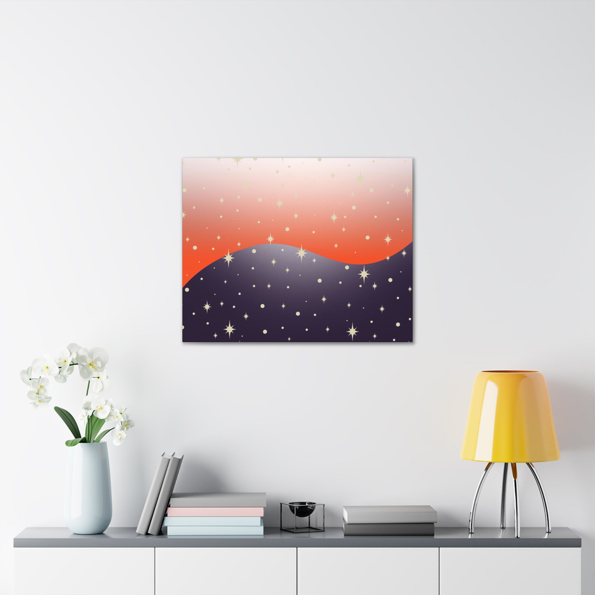 Abstract Canvas Wall Art | Purple Red White Ombre Stars