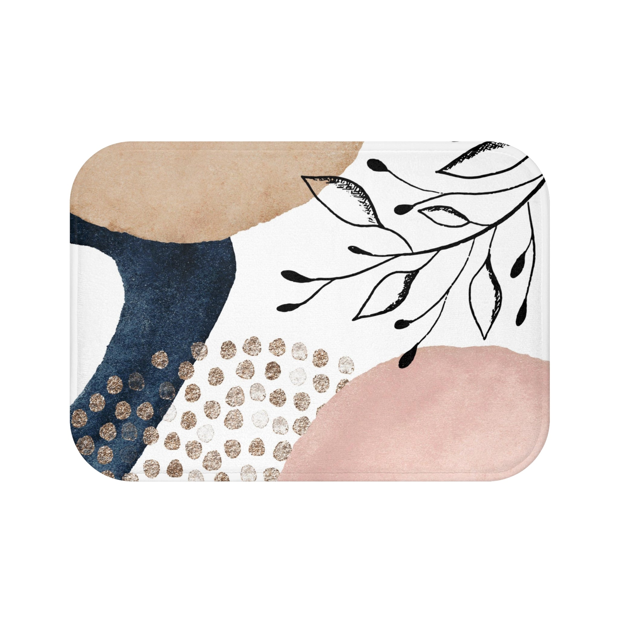 Abstract Bath Mat, Kitchen Mat | Blush Pink, White, Black Beige, Navy Blue Mat