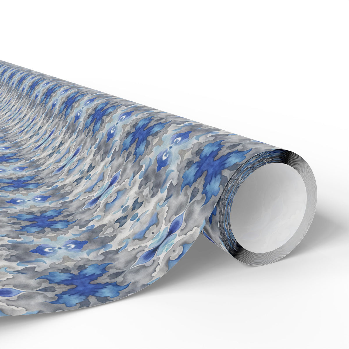 Blue Grey Watercolor Mirrored Wrapping Paper, Abstract Gift Wrap