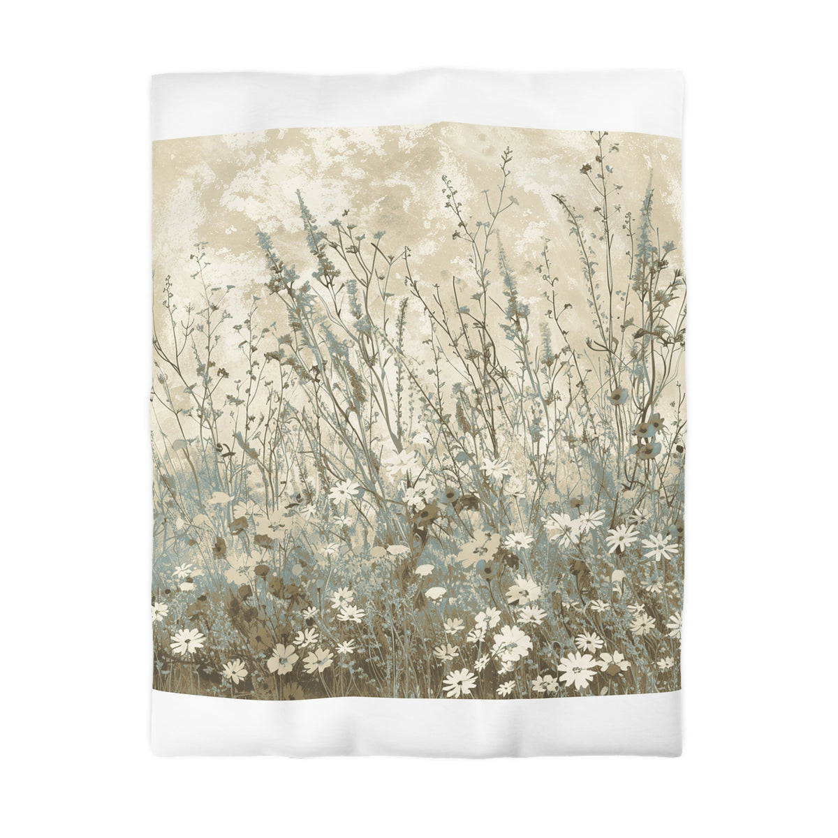 a field of tall grass with delicate white flowers, creating a serene and natural scene.