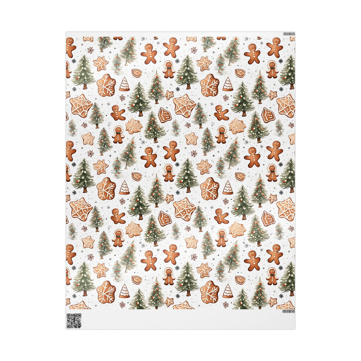Gingerbread Man Pine Tree Christmas Wrapping Paper, Gift Wrap