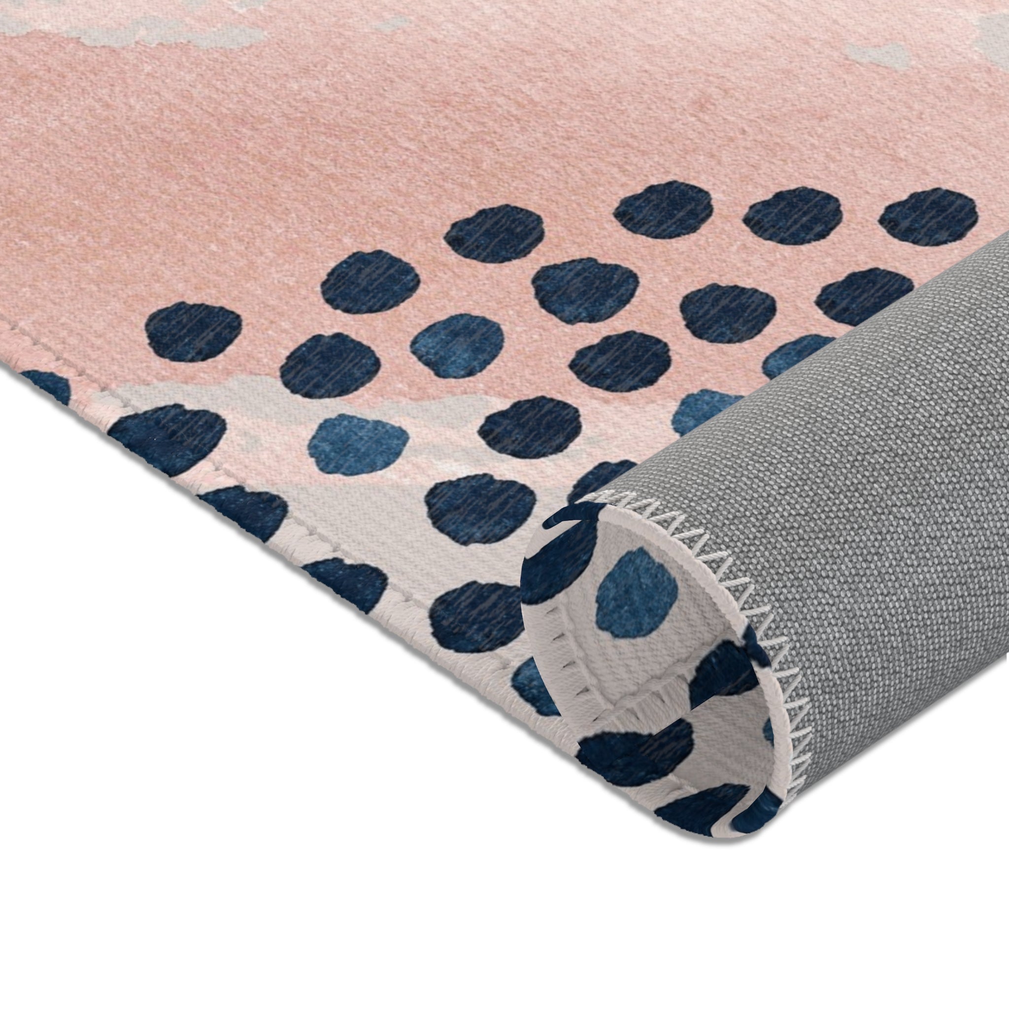 Abstract Area Rug | Blush Grey, Navy Blue Watercolor