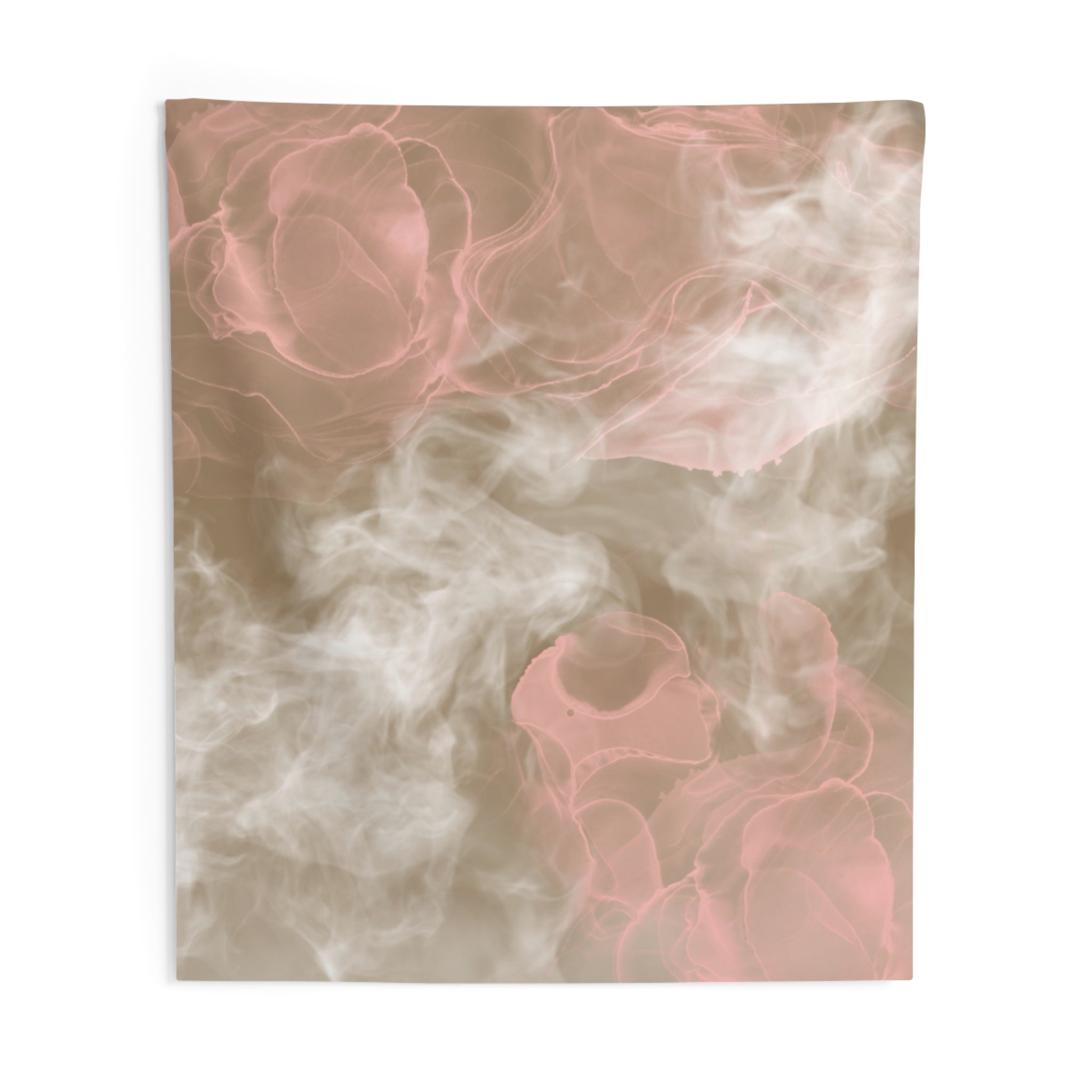 Abstract Wall Hanging Fabric Tapestry; Beige Pink Watercolor