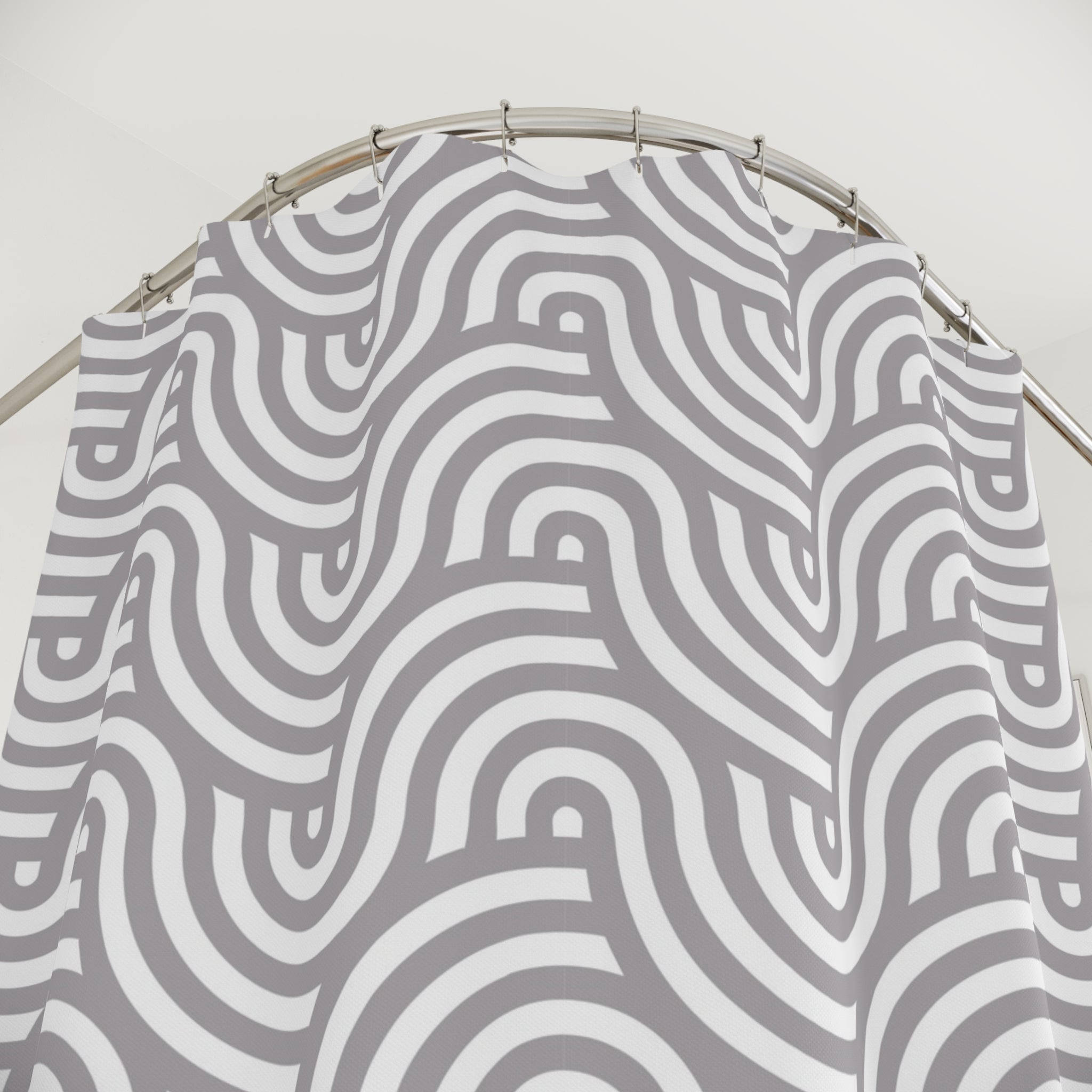 Art Deco Shower Curtain | Grey White Waves