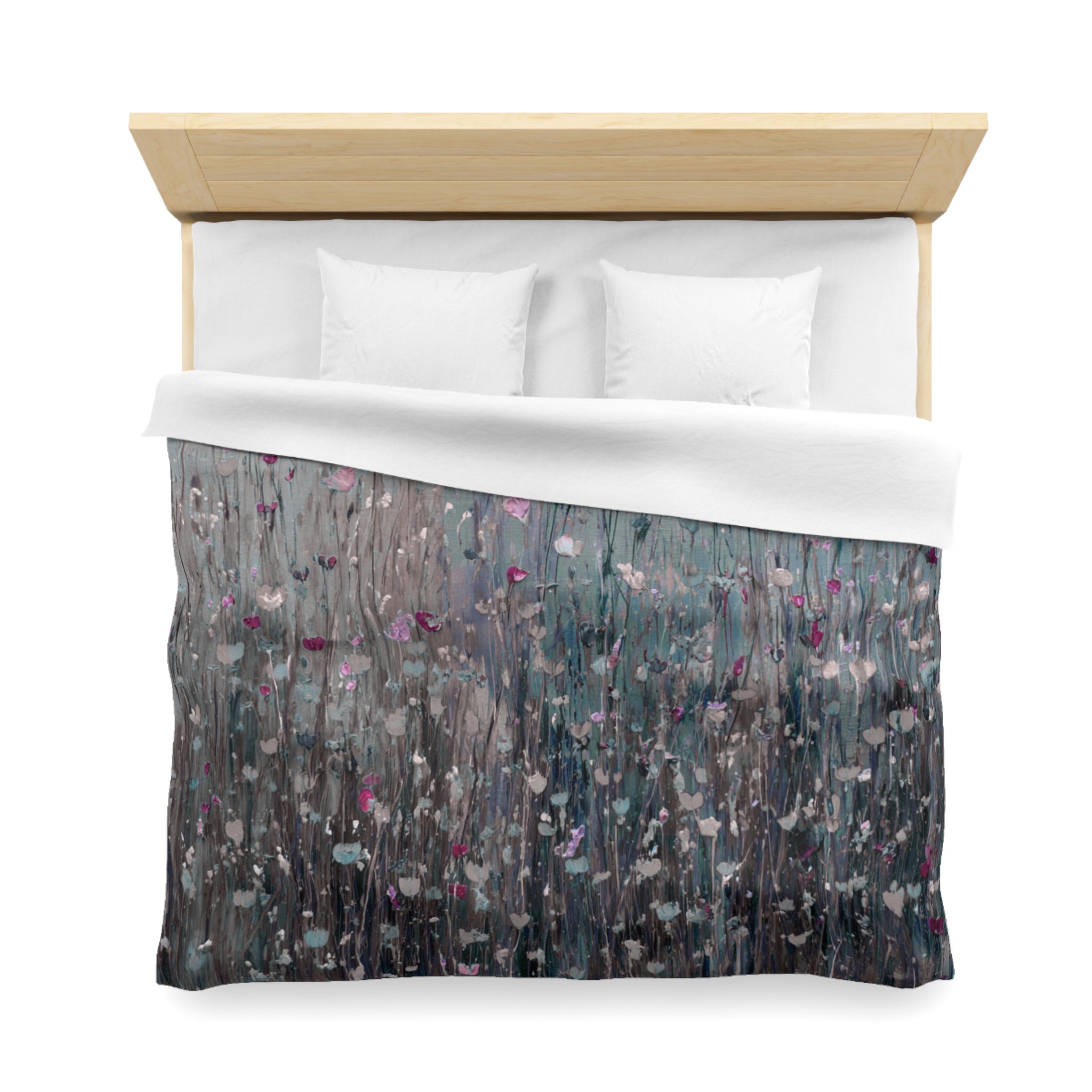 Floral Duvet, Pillow Cover | Grey Pink Bedroom Decor