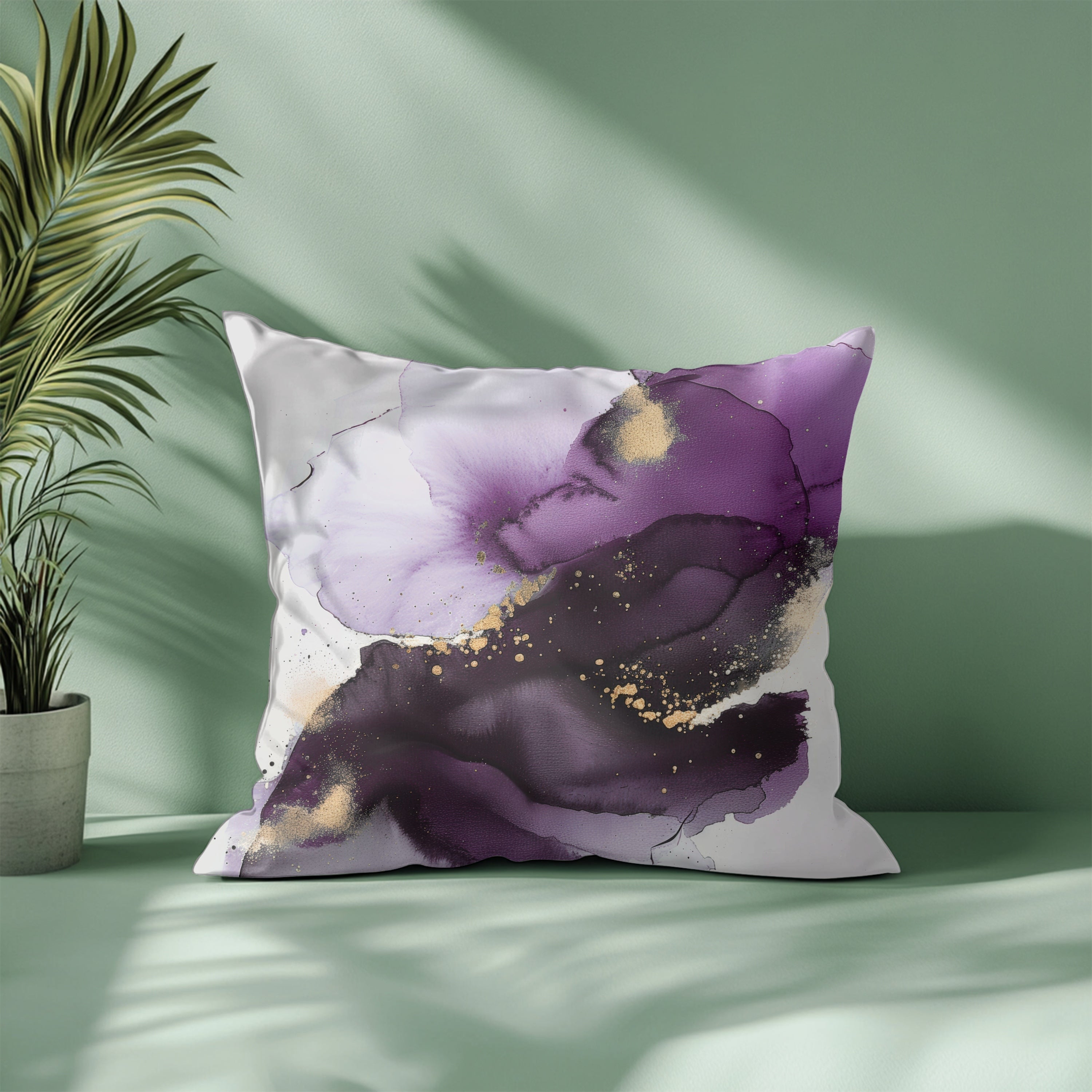 Purple Pillow Cover | Muted Gold Beige White Ombre
