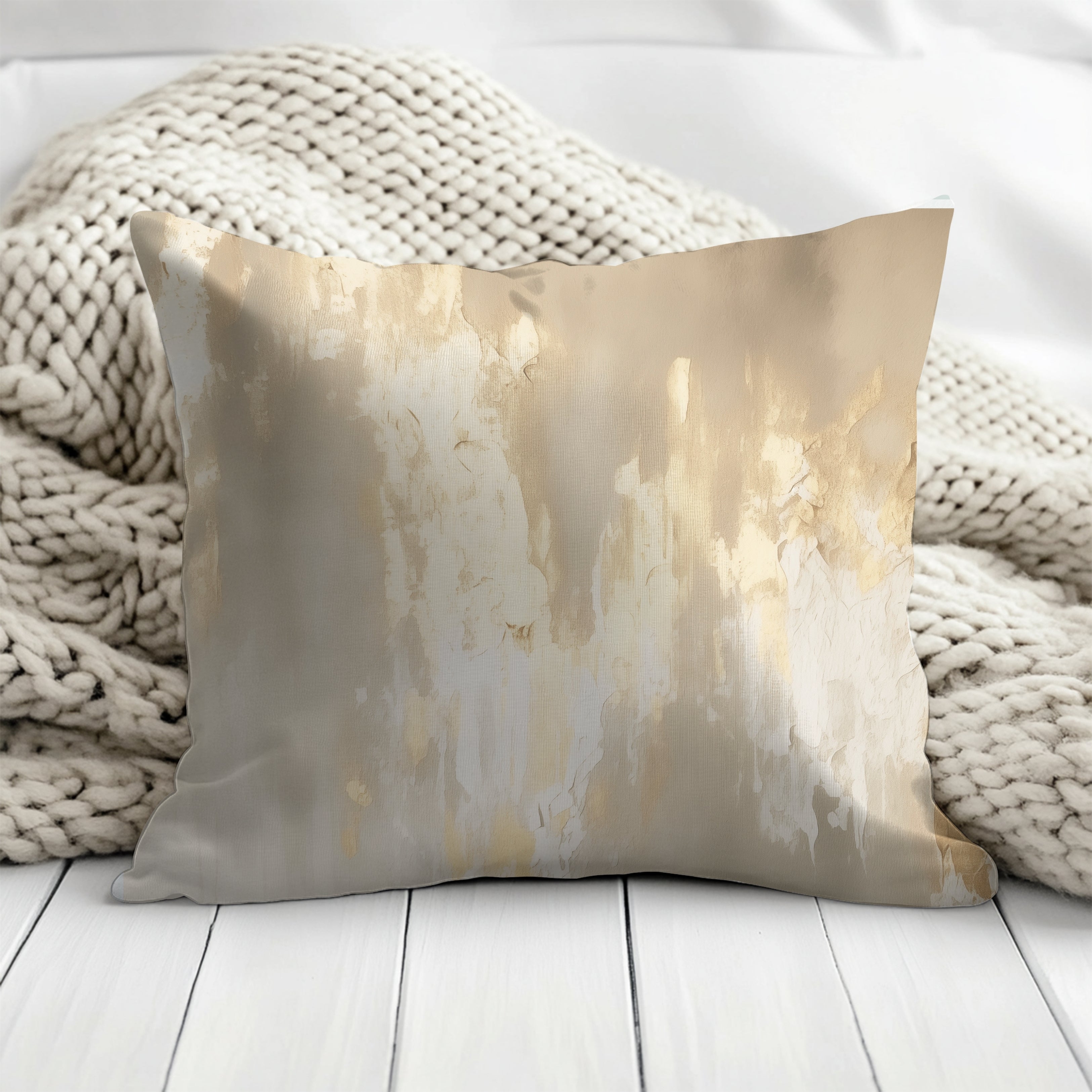 Abstract Pillow Cover | Beige Muted Gold Ombre