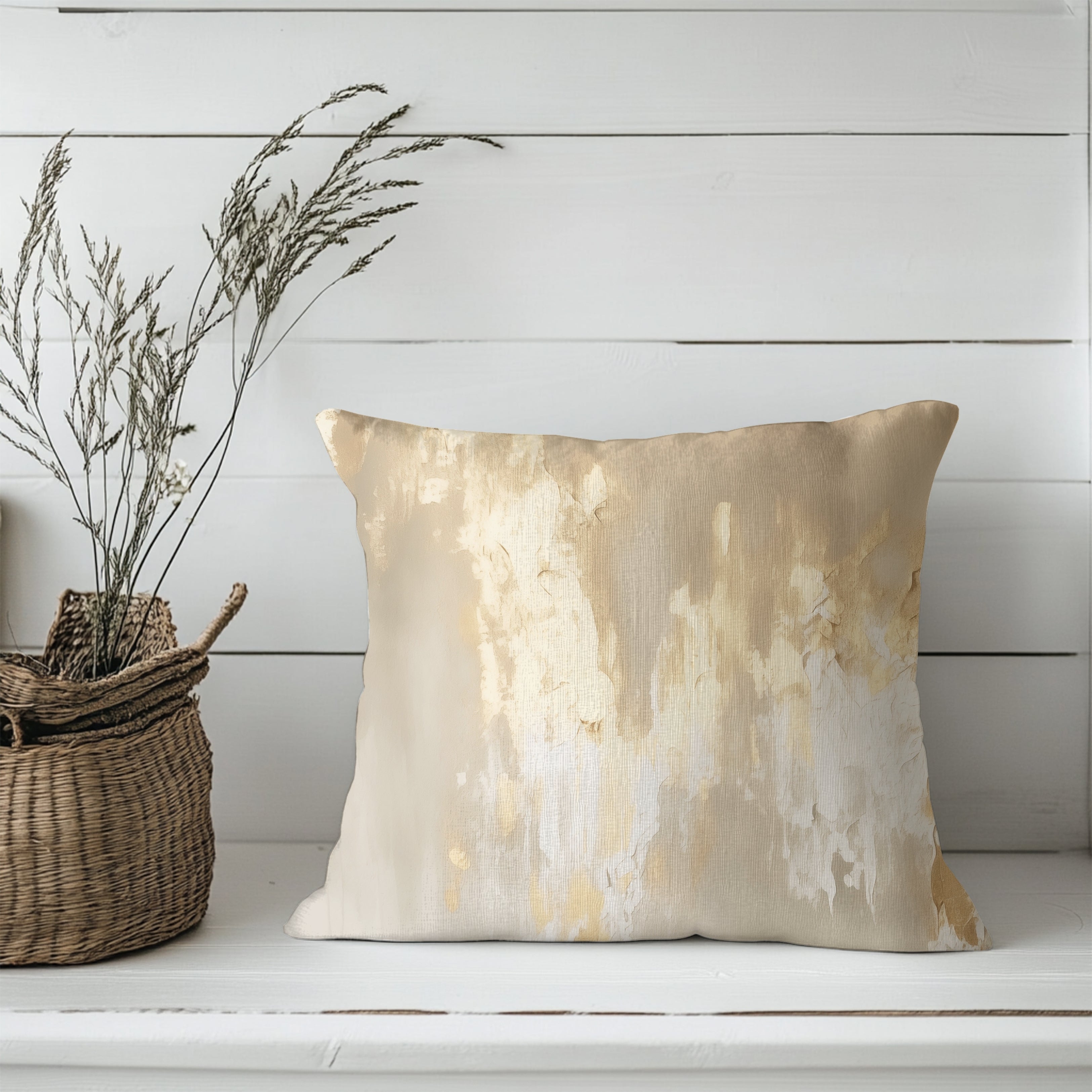 Abstract Pillow Cover | Beige Muted Gold Ombre