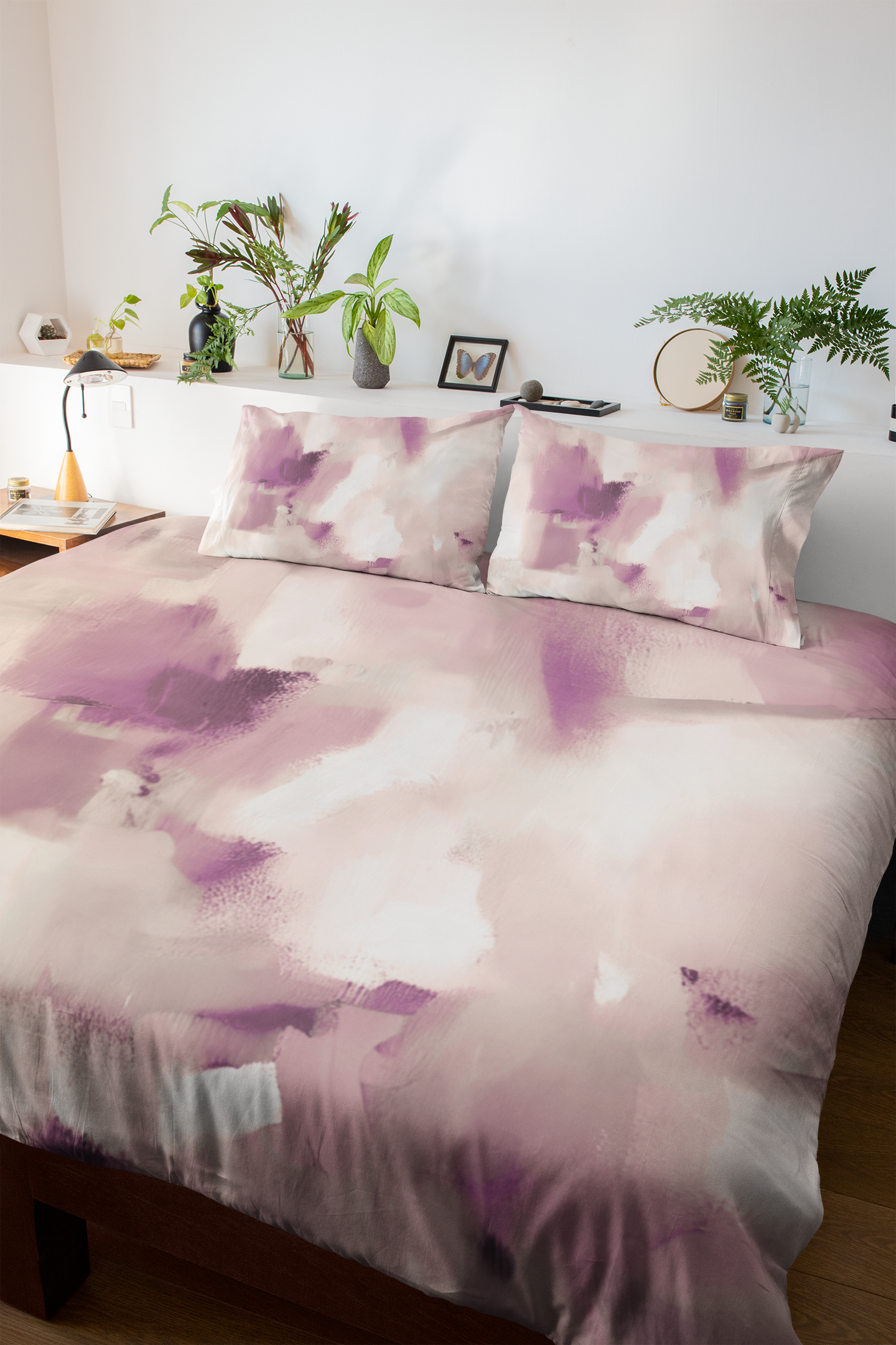 Abstract Duvet, Pillow Cover | White Beige Mauve Bedroom Decor