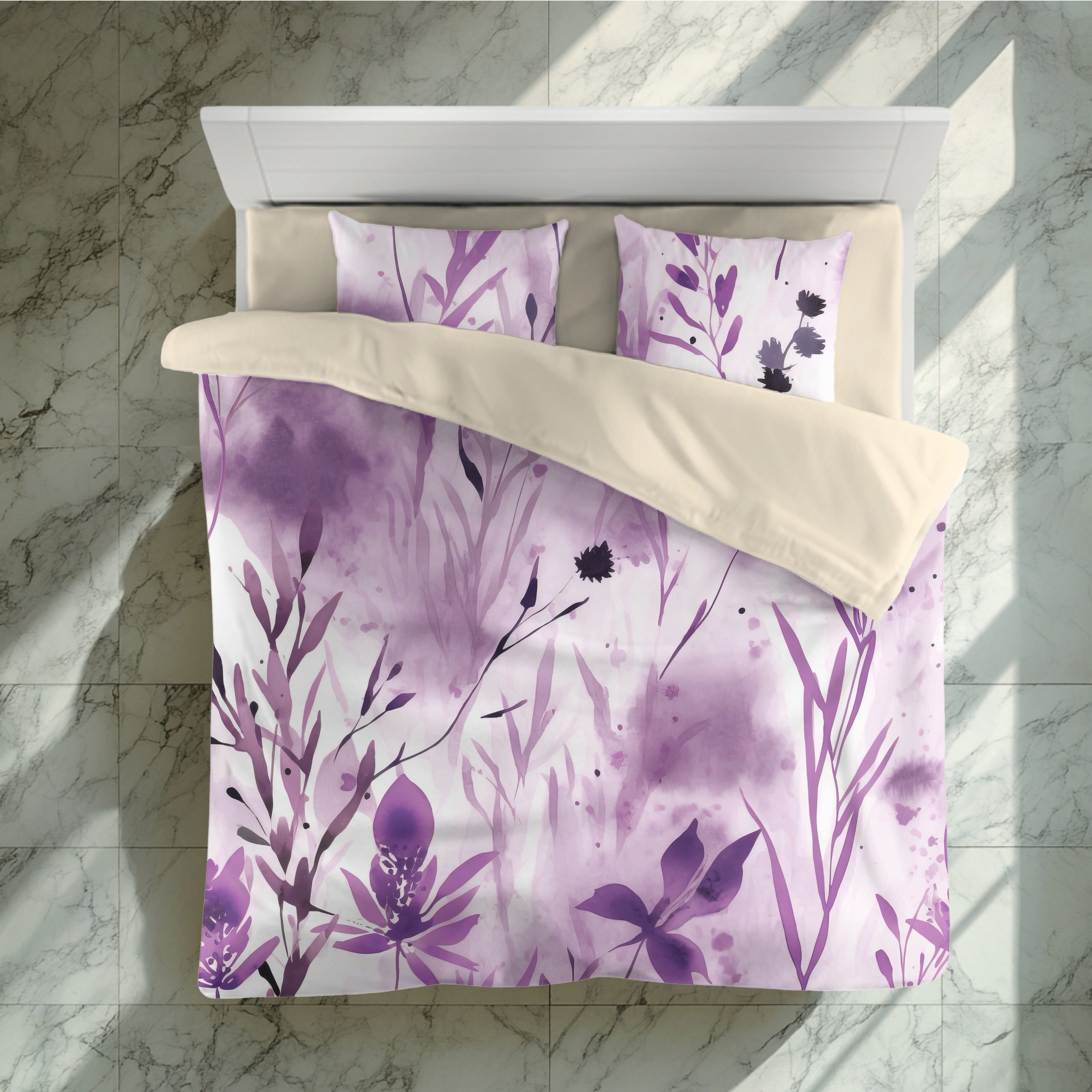 Floral Duvet, Pillow Cover | Floral, Purple White Bedroom Decor