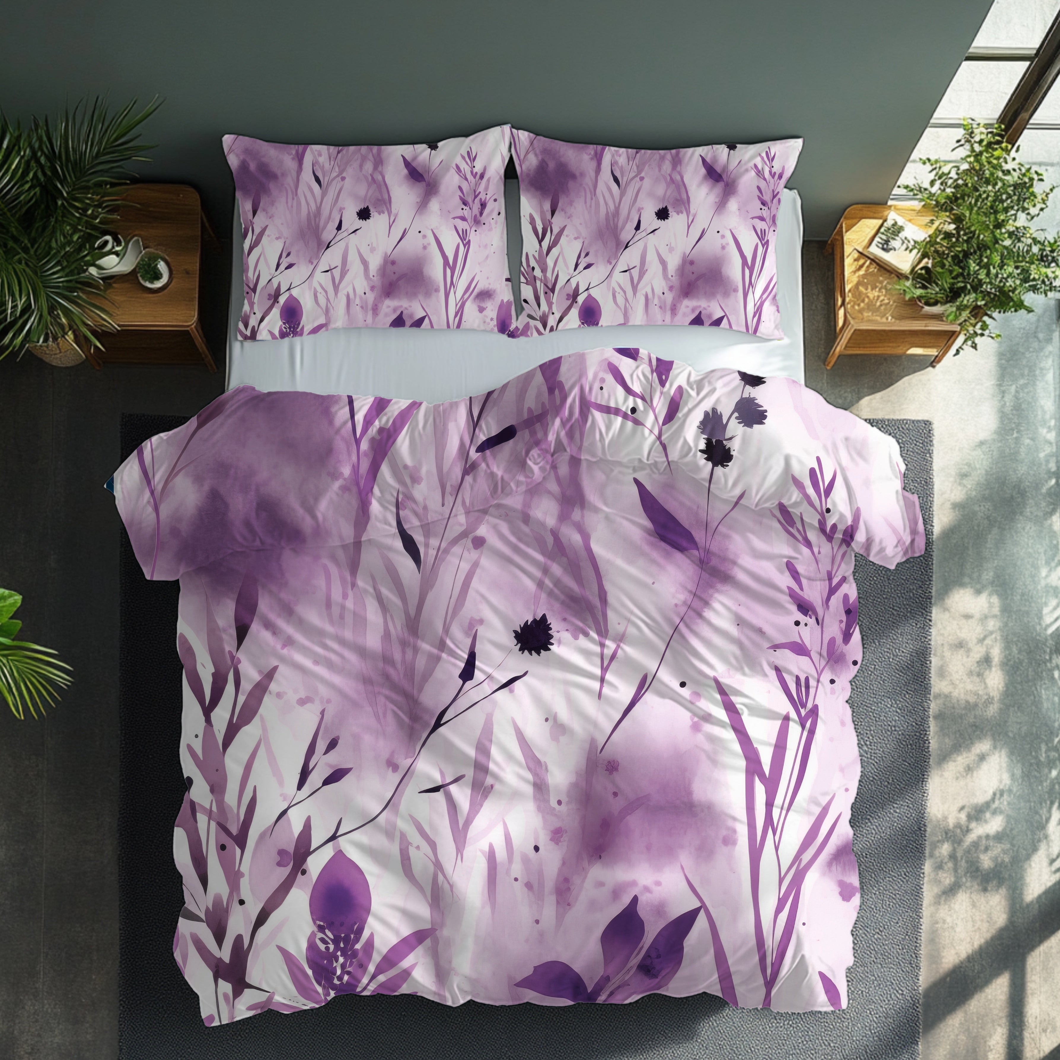 Floral Duvet, Pillow Cover | Floral, Purple White Bedroom Decor