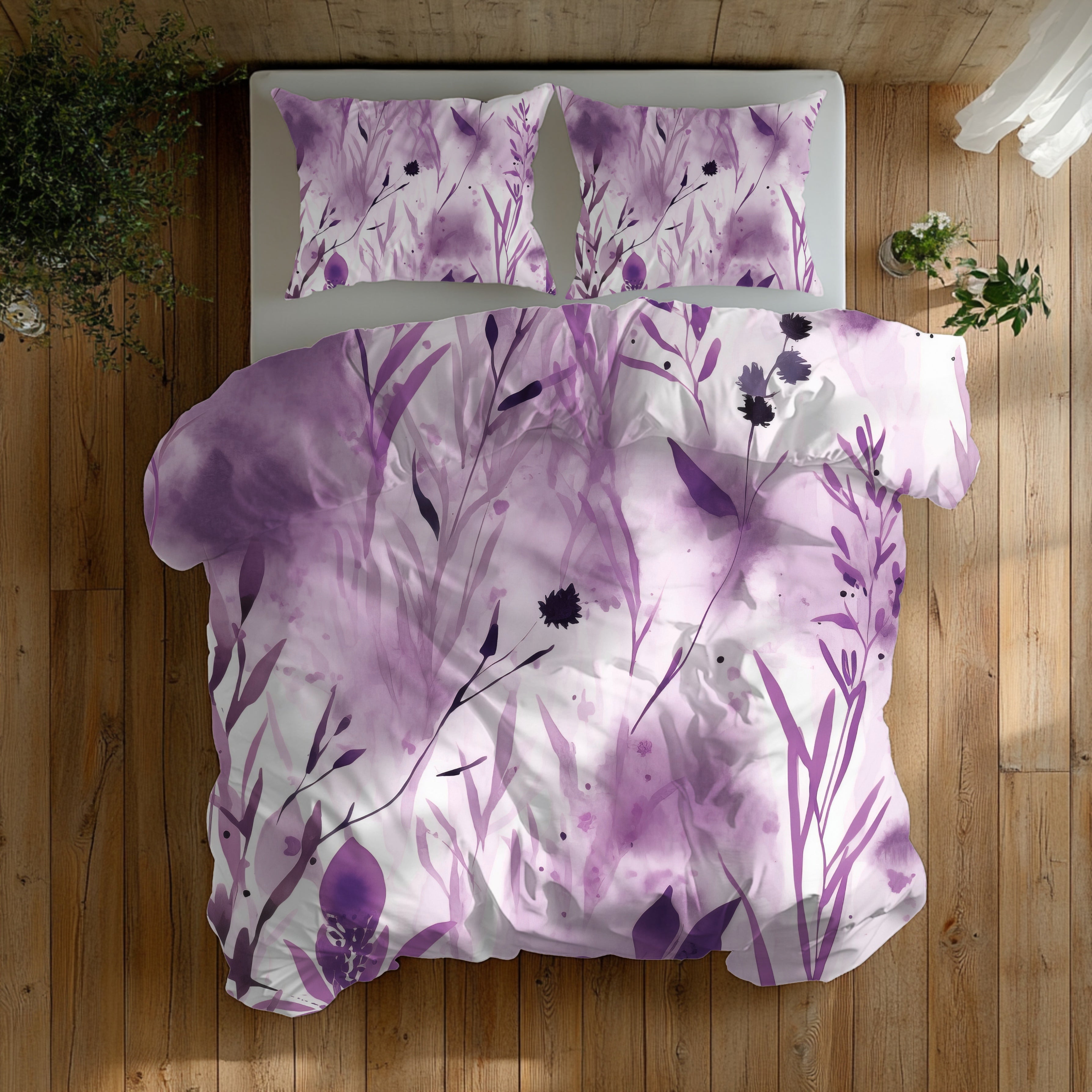 Floral Duvet, Pillow Cover | Floral, Purple White Bedroom Decor
