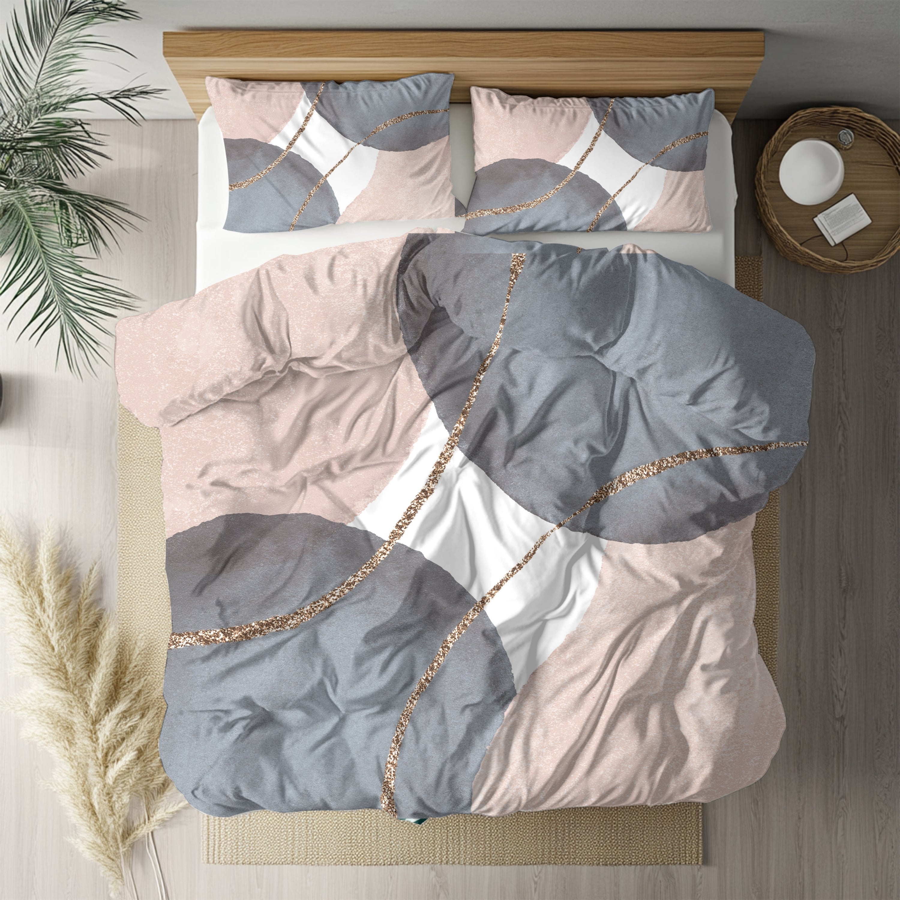 Abstract Watercolor Duvet, Pillow Cover | Grey Pink Bedroom Decor