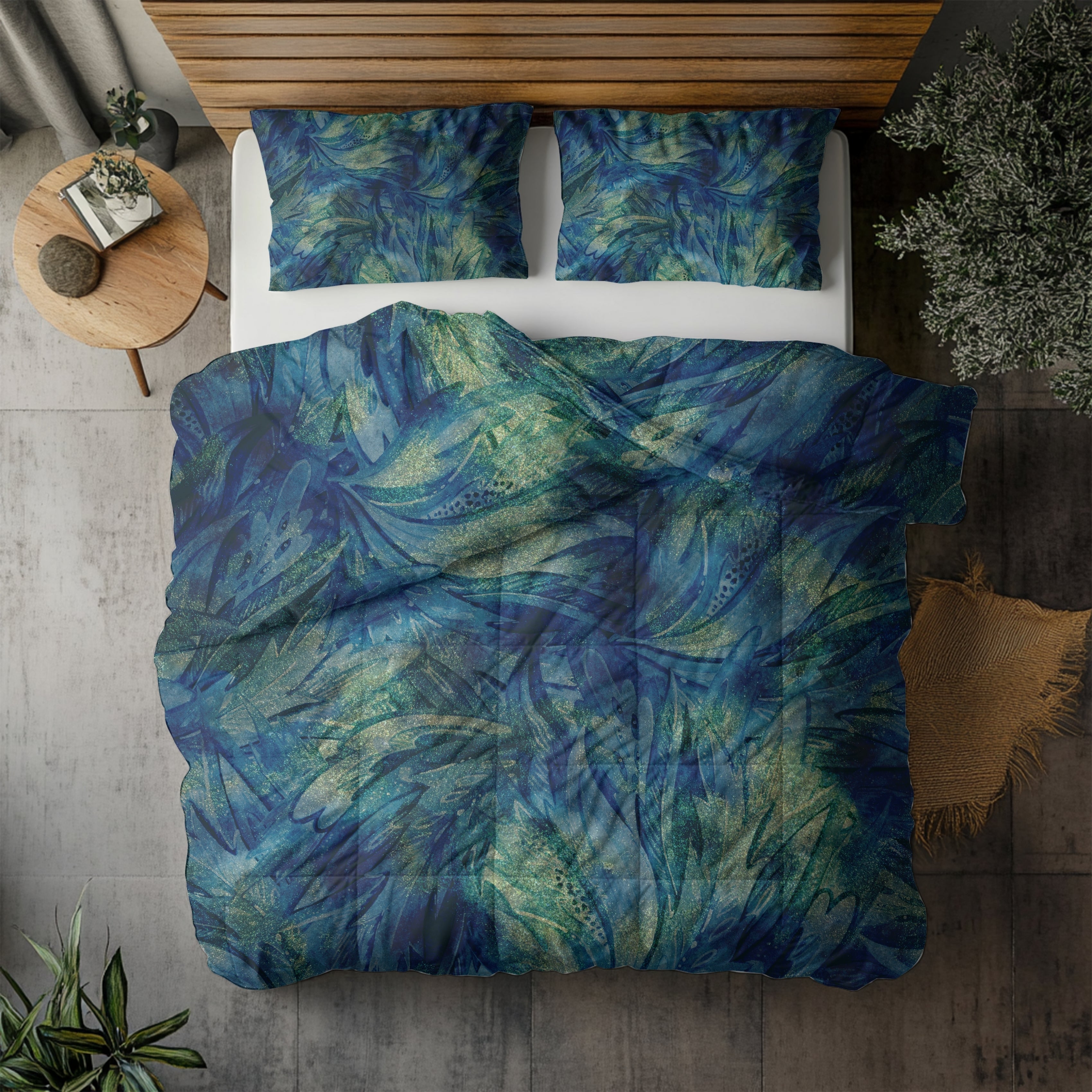 Abstract Duvet, Pillow Cover Set | Blue Green Bedroom Set