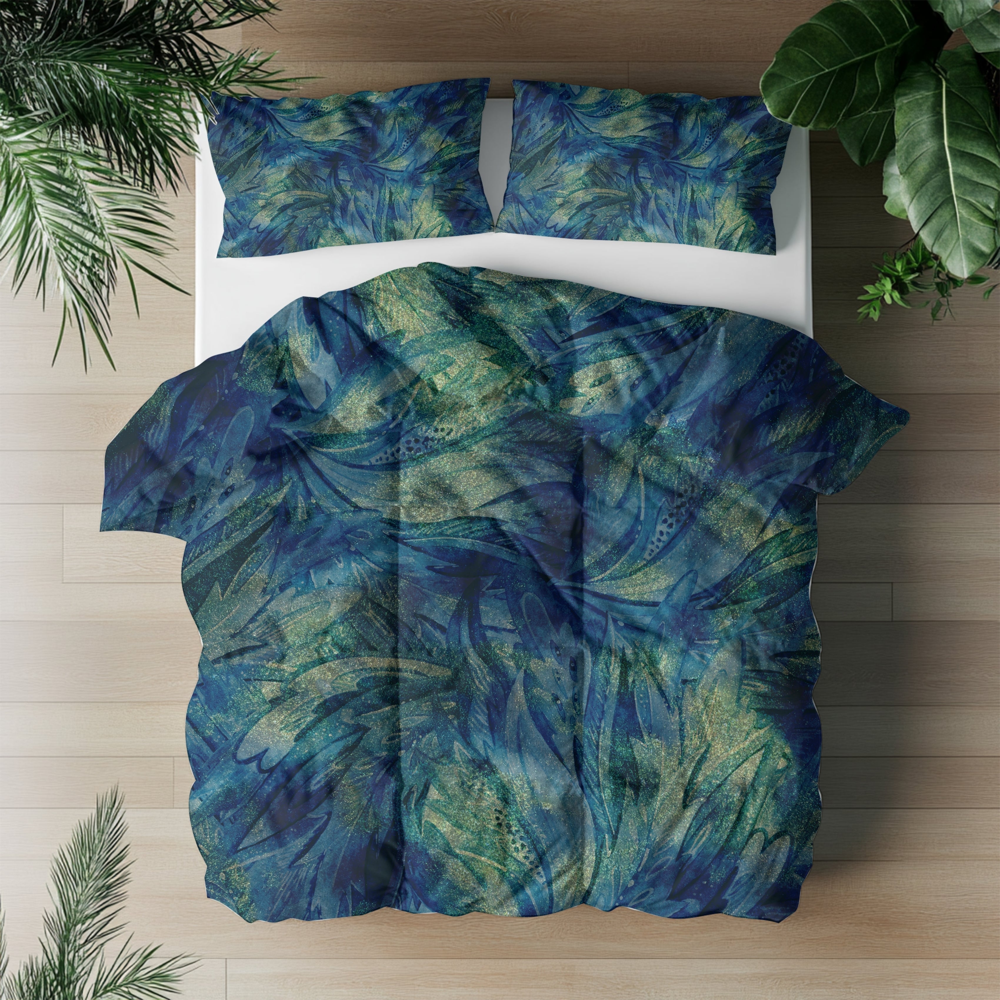 Abstract Duvet, Pillow Cover Set | Blue Green Bedroom Set