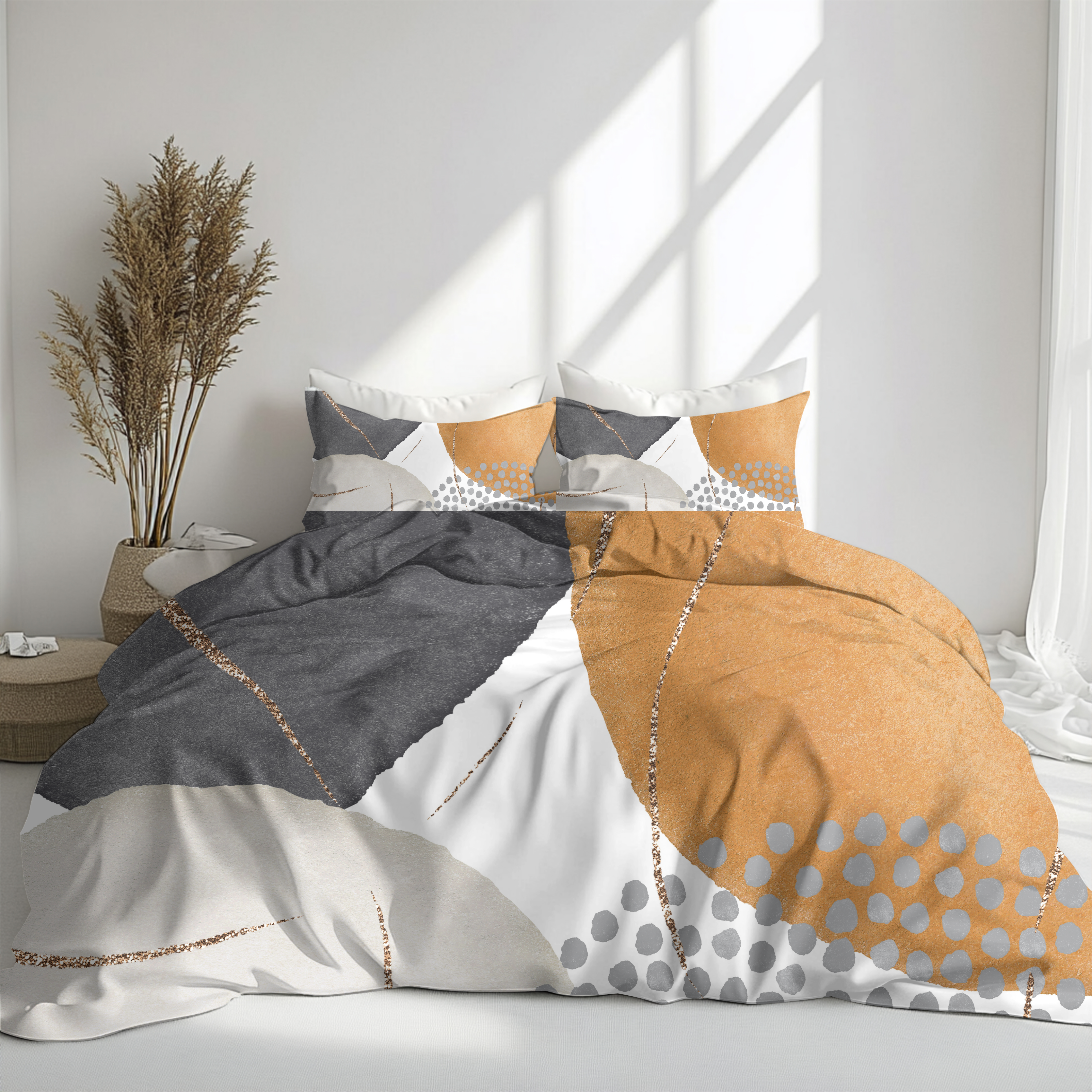 Abstract Duvet, Pillow Cover Set | Earthy Grey Bedroom Set