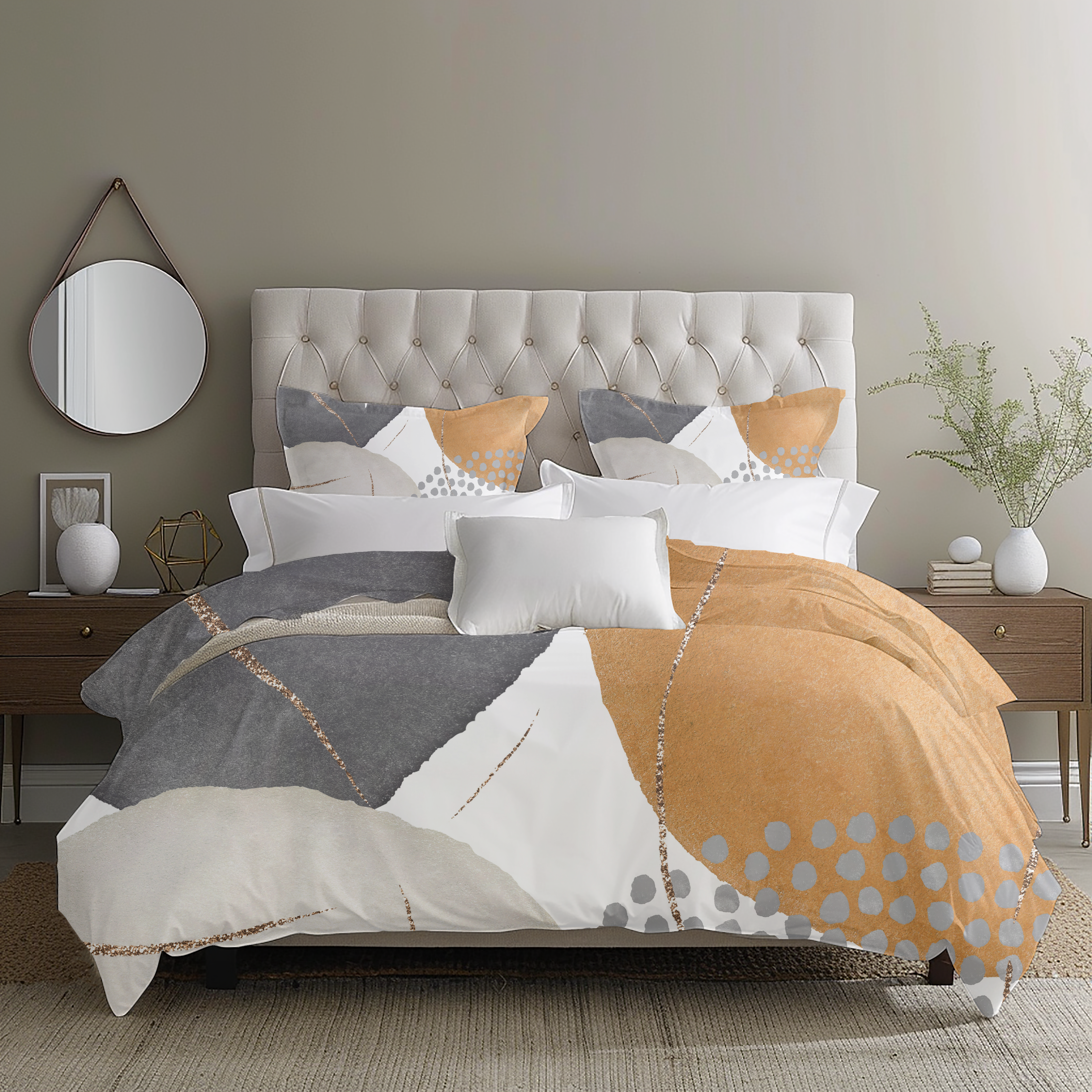 Abstract Duvet, Pillow Cover Set | Earthy Grey Bedroom Set