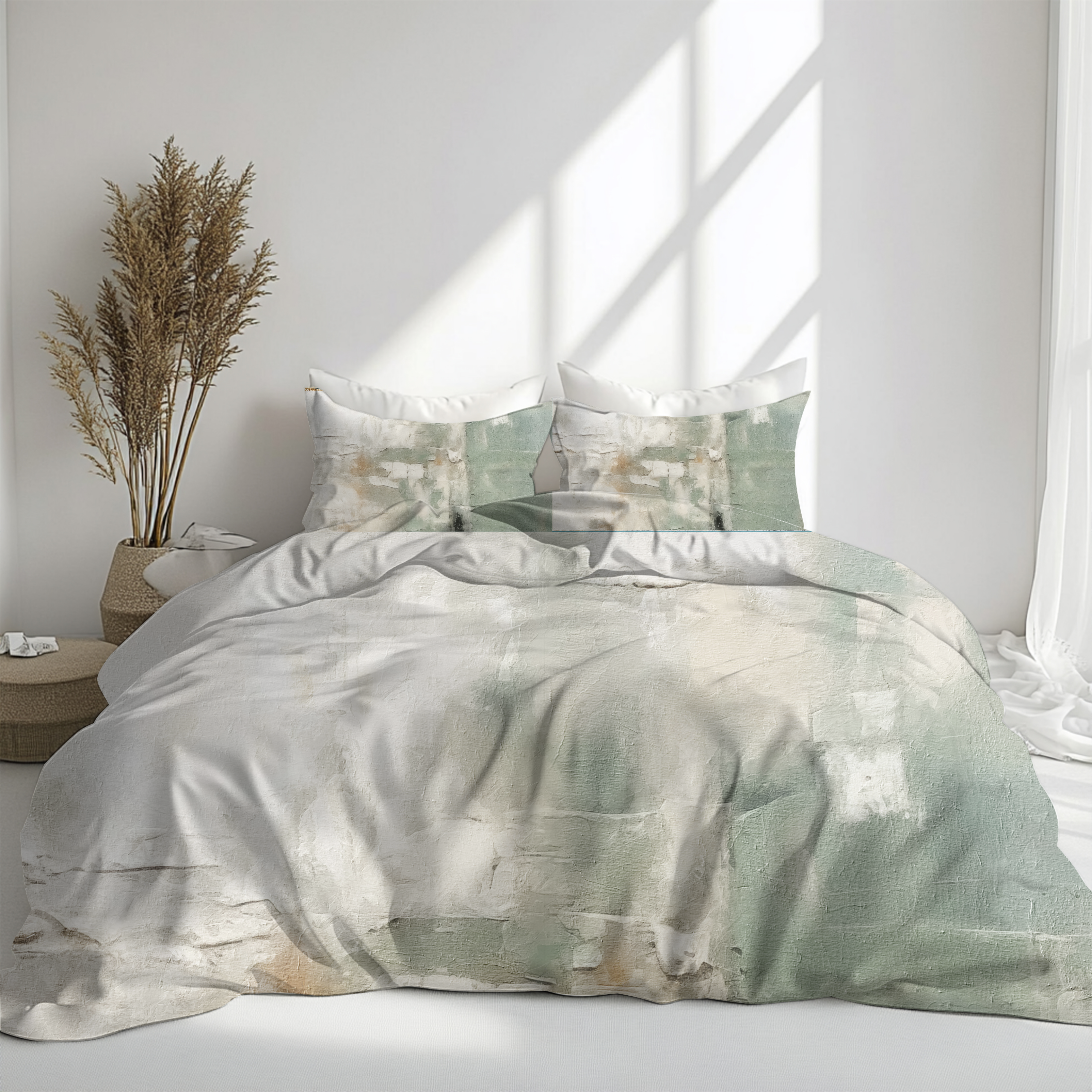 Abstract Duvet, Pillow Cover Set | Sage Green Bedroom Set