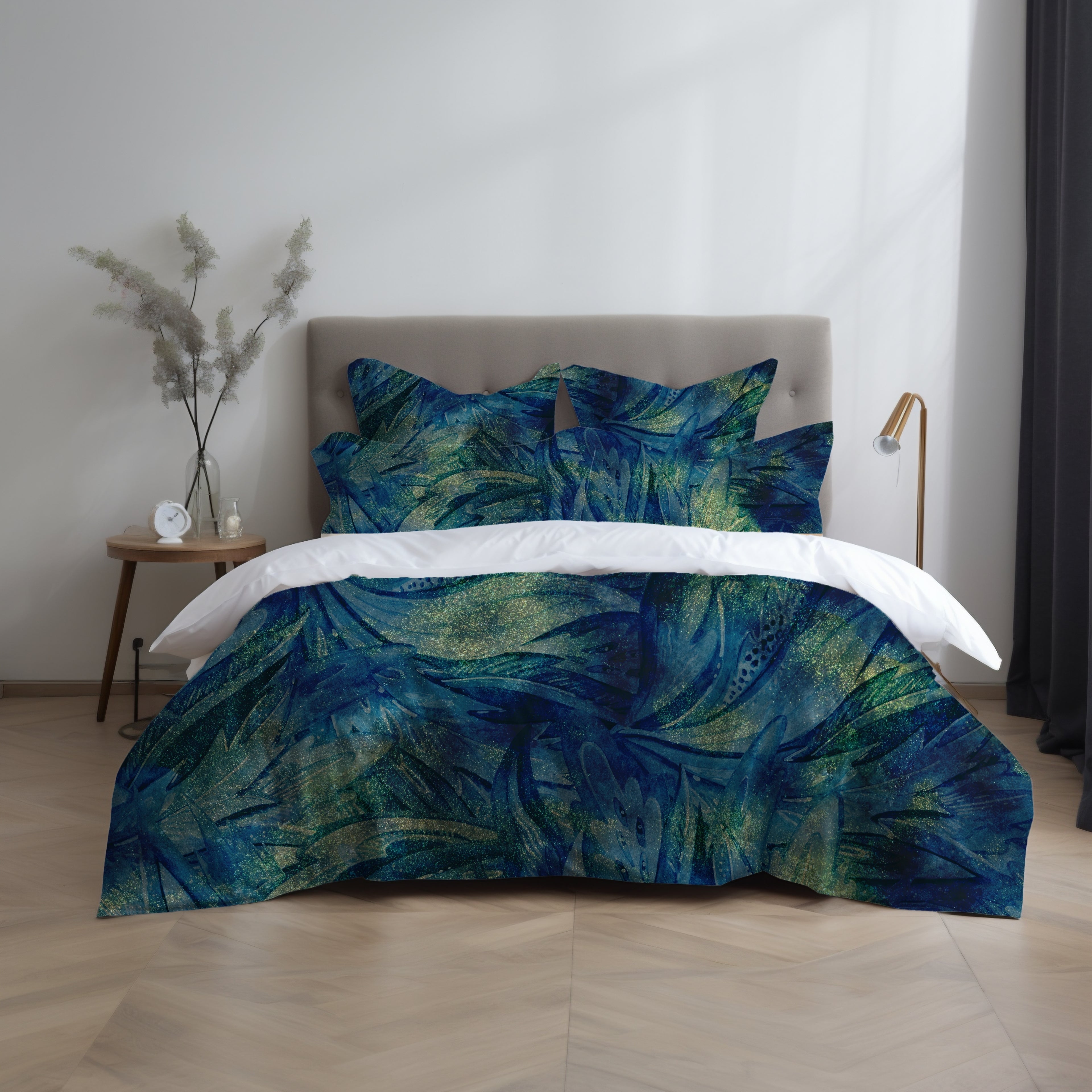 Abstract Duvet, Pillow Cover Set | Blue Green Bedroom Set
