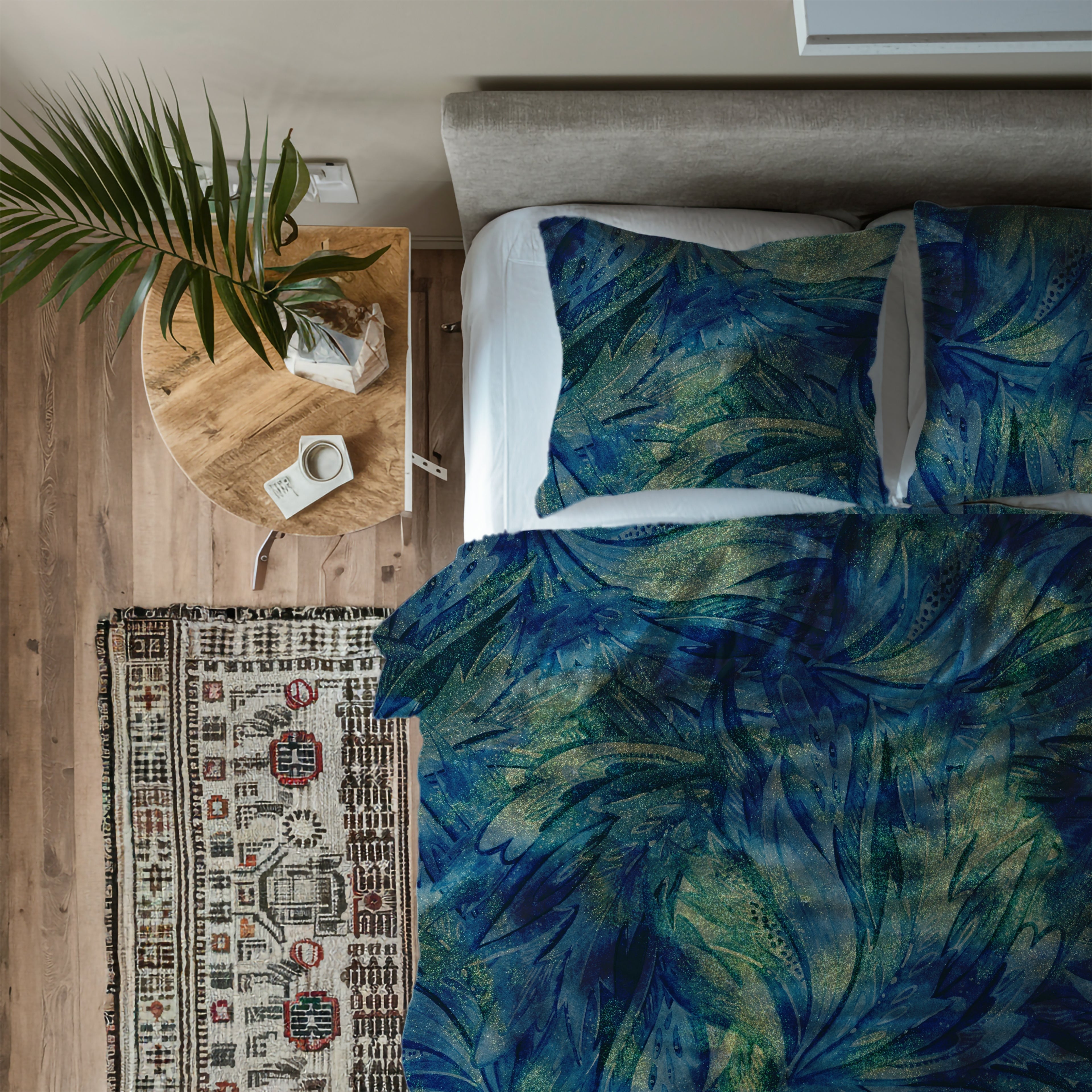 Abstract Duvet, Pillow Cover Set | Blue Green Bedroom Set
