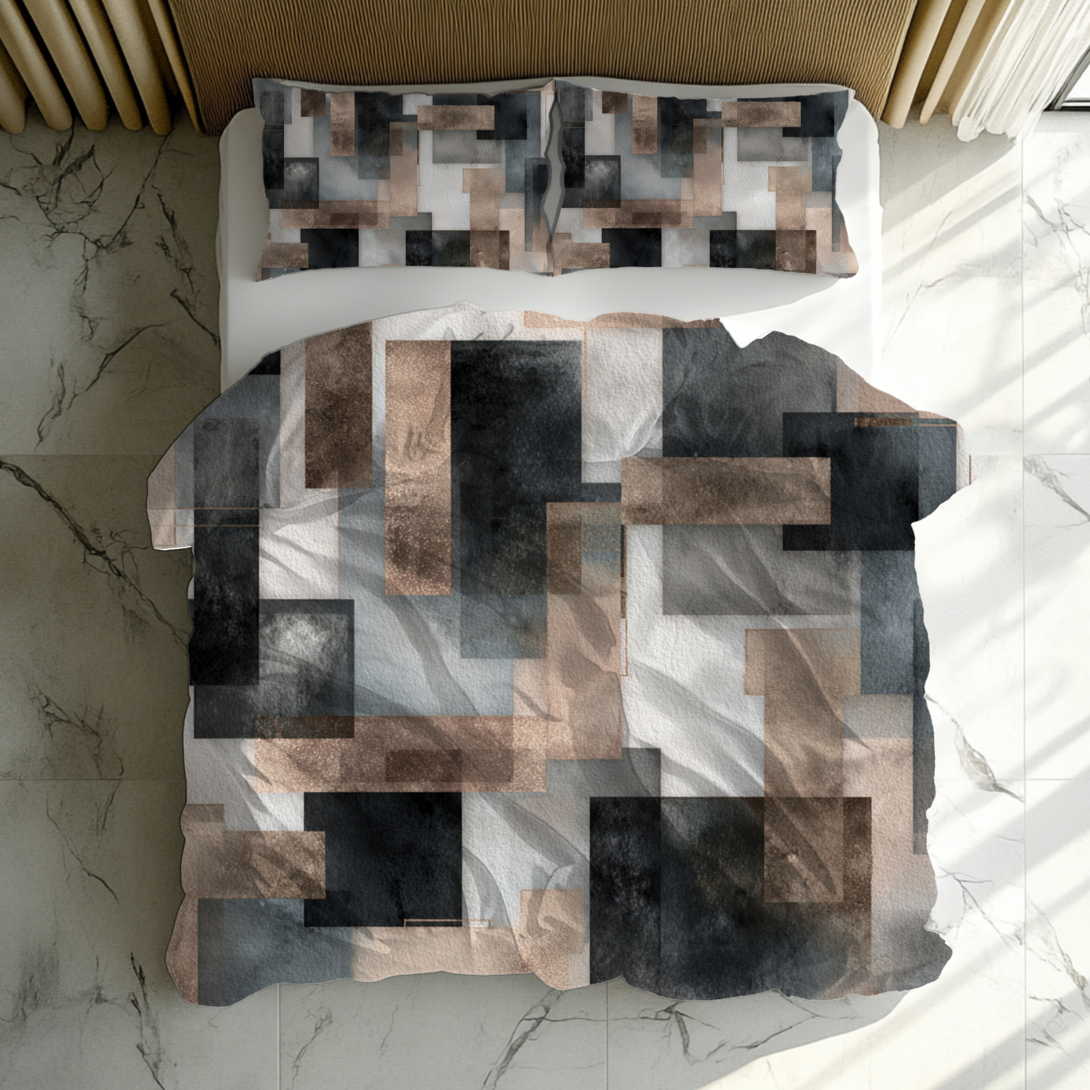 Geometric Duvet, Pillow Cover Set | Earthy Watercolor, Bedroom Set