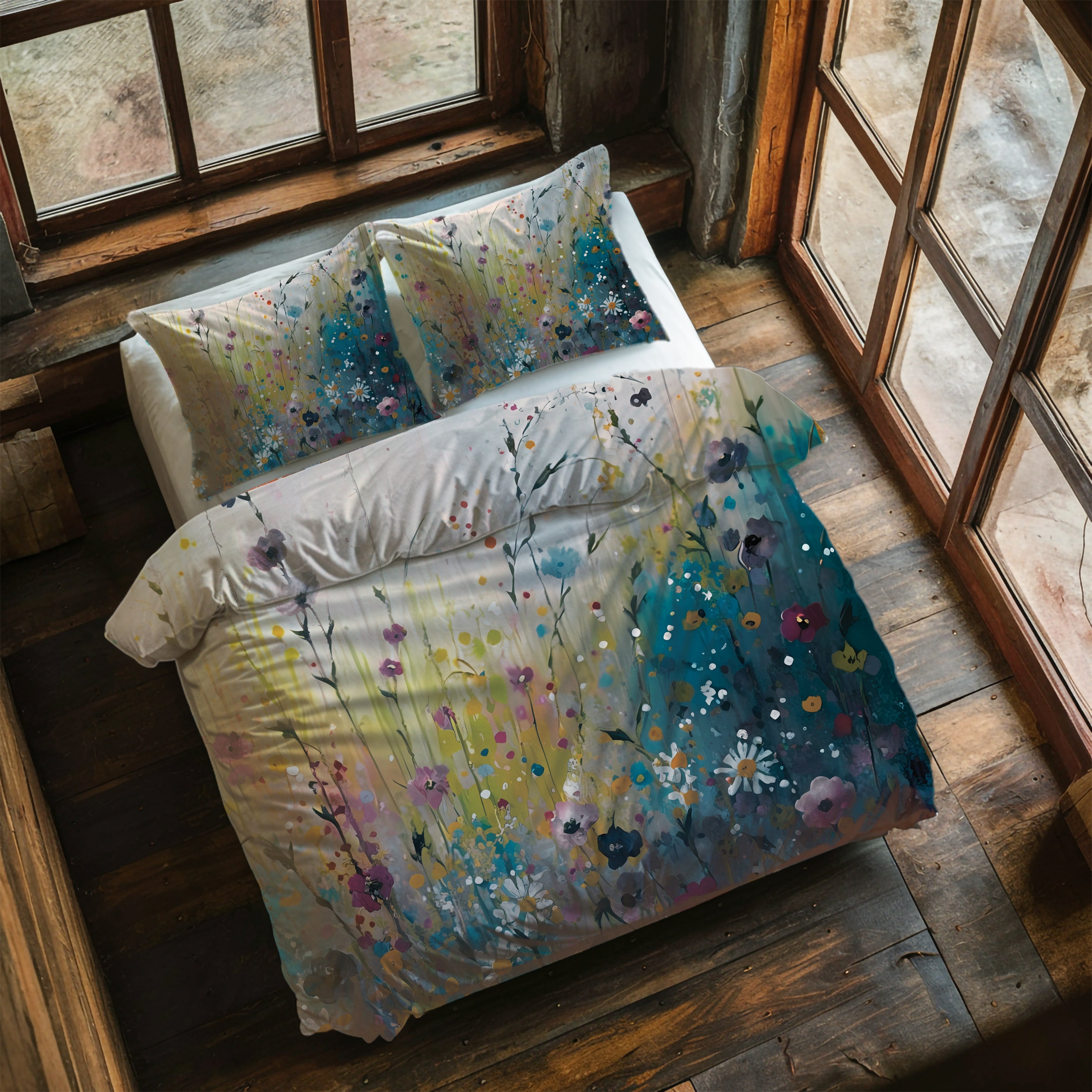 Floral Duvet, Pillow Cover | Colorful Wildflowers Bedroom Decor