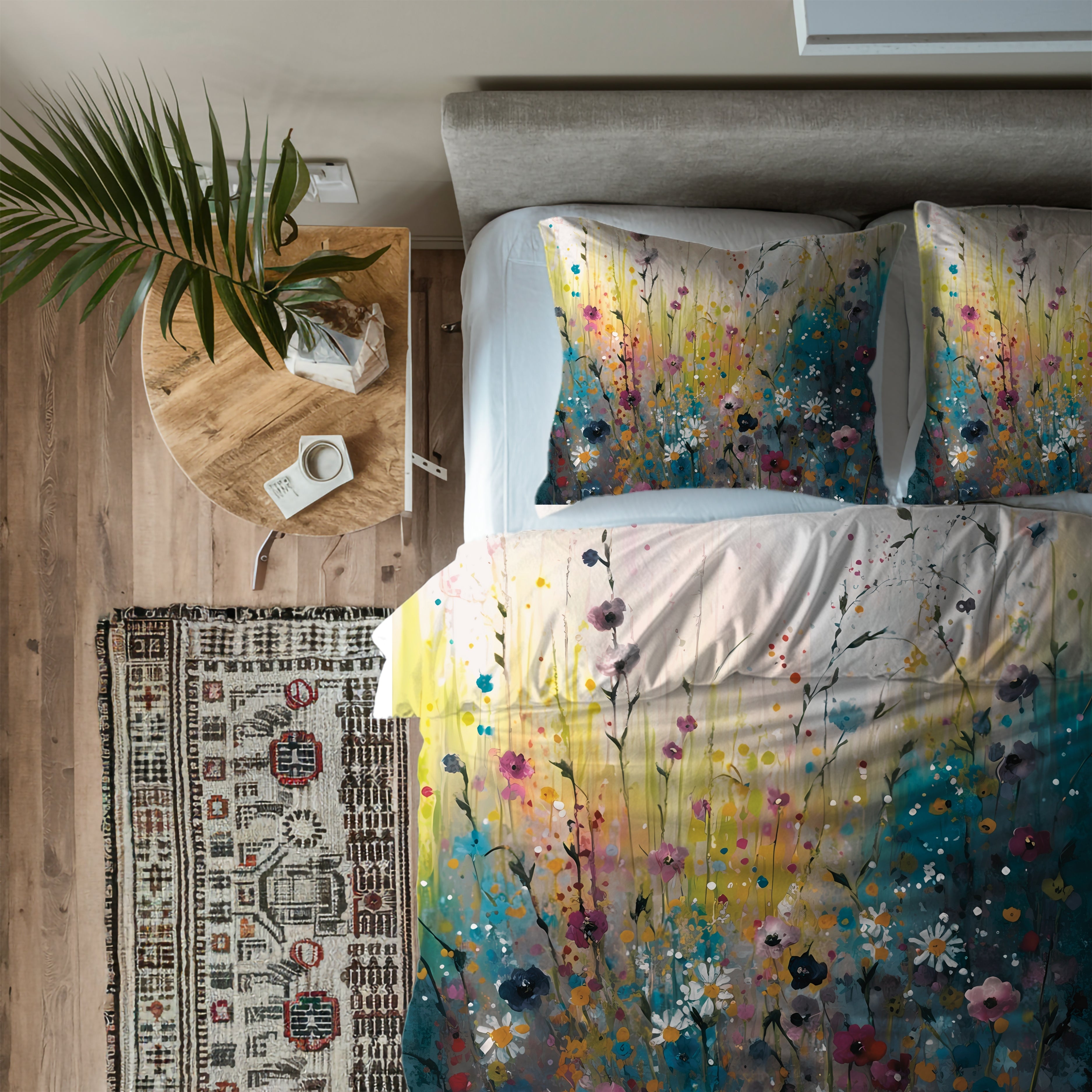 Floral Duvet, Pillow Cover | Colorful Wildflowers Bedroom Decor